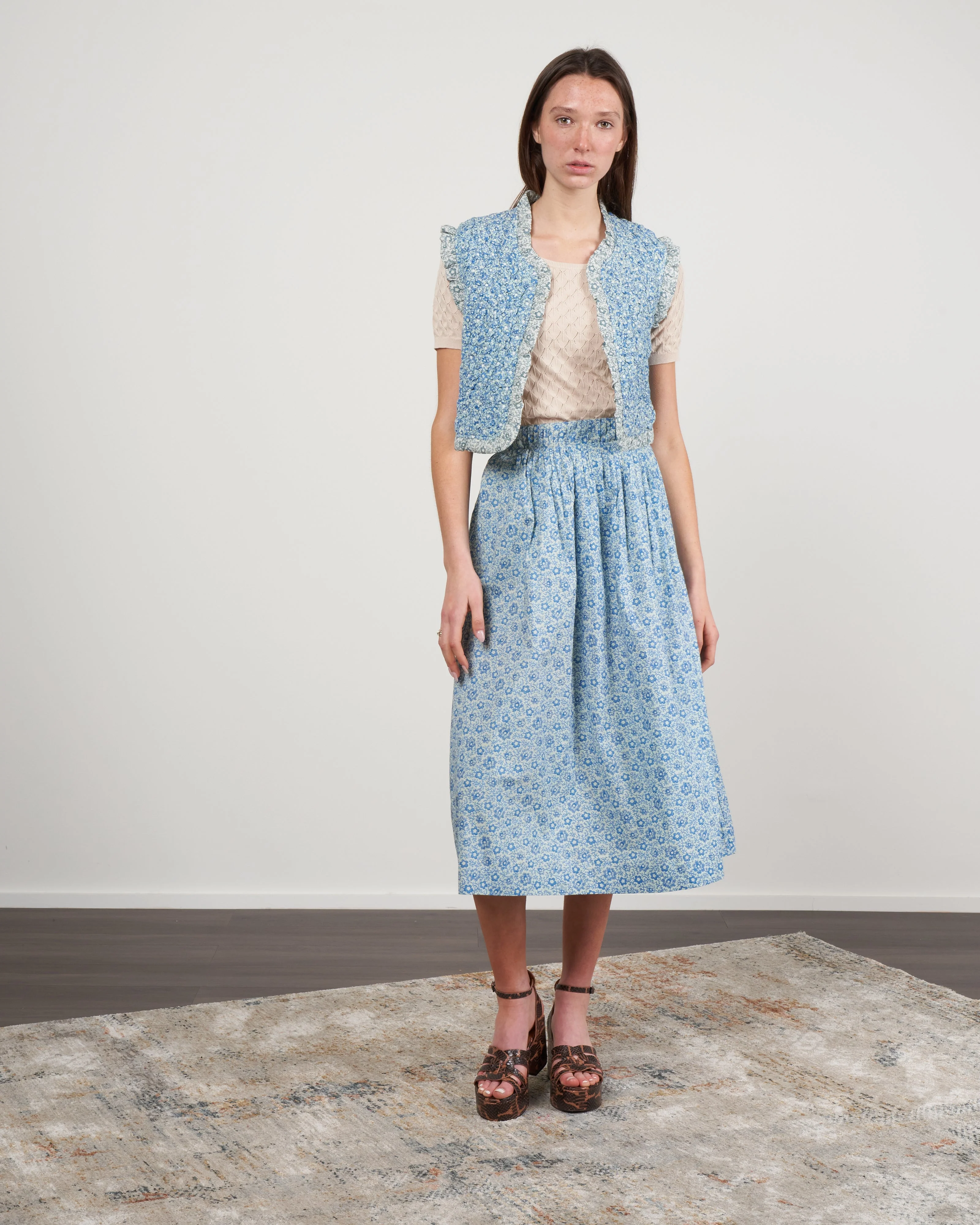 ida print a-line skirt - blue - Image 2