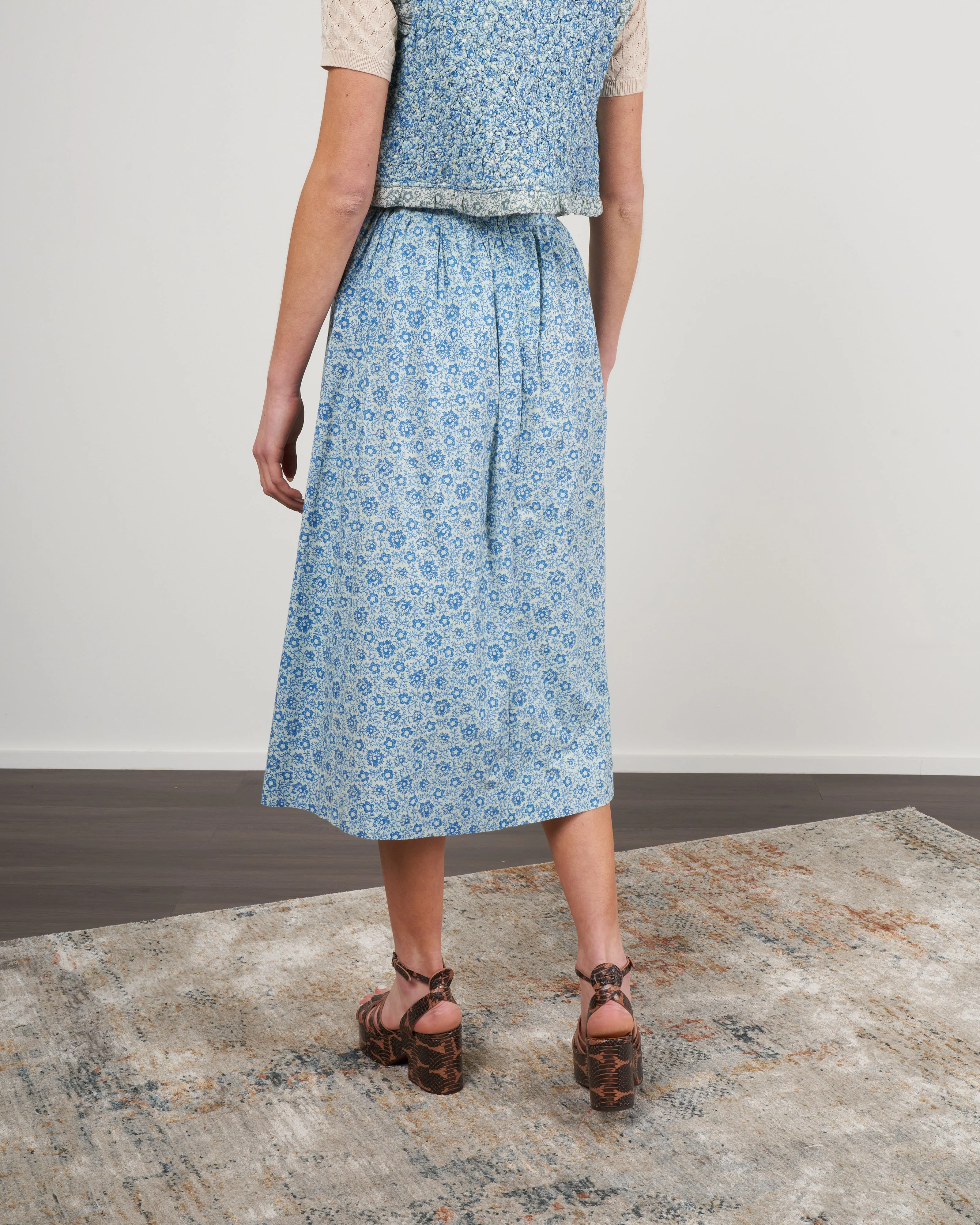 ida print a-line skirt - blue - Image 3