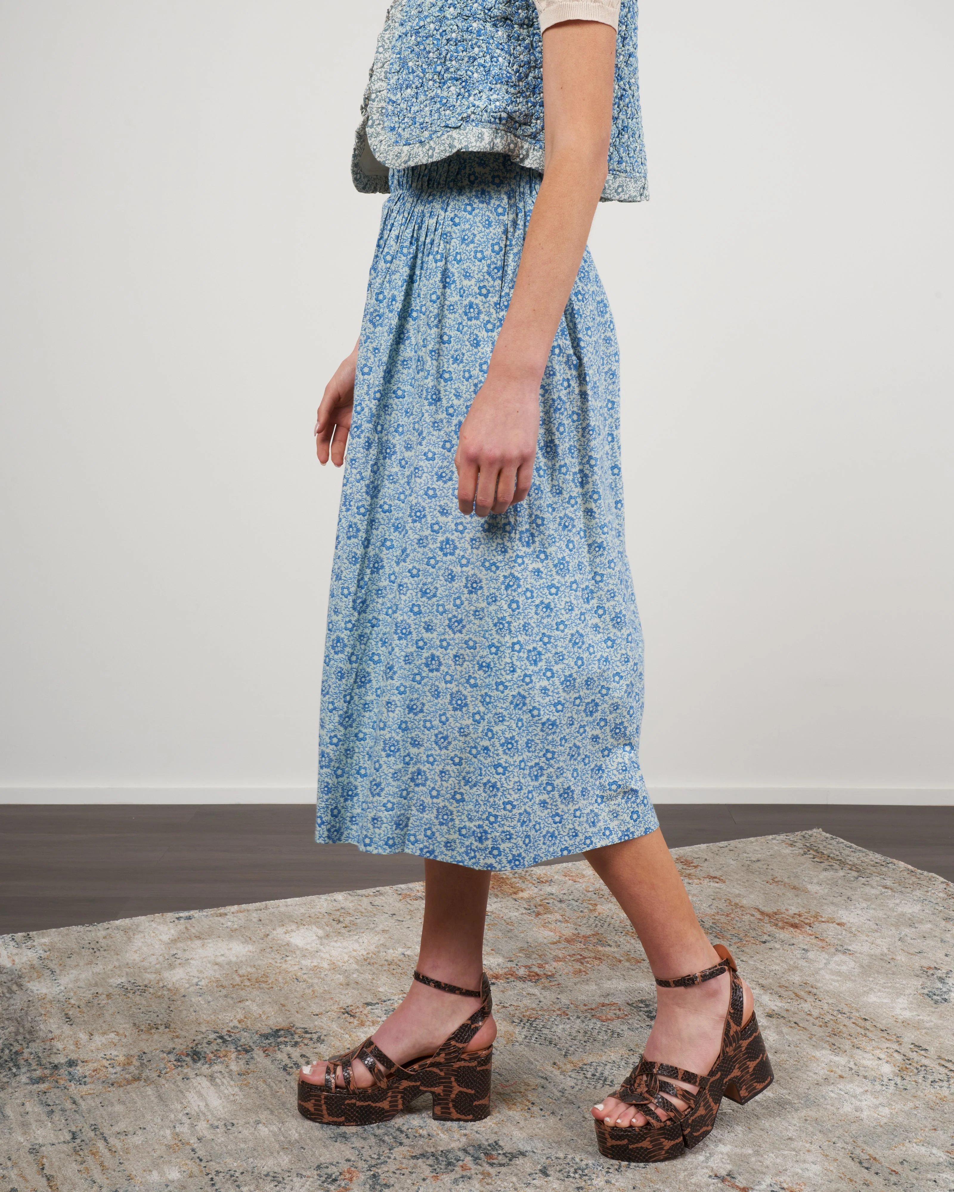 ida print a-line skirt - blue - Image 4