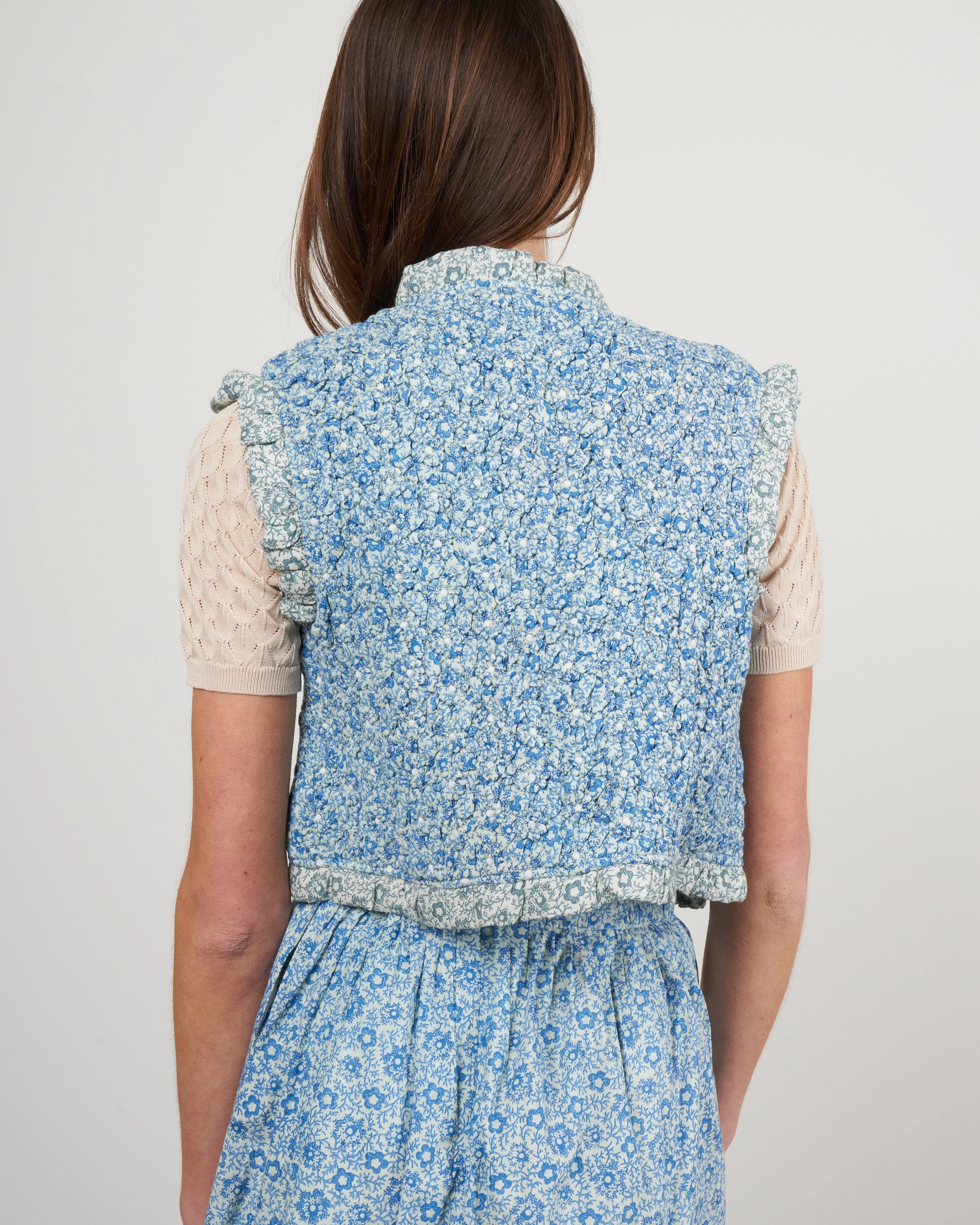 ida print quilted vest - blue - Image 4