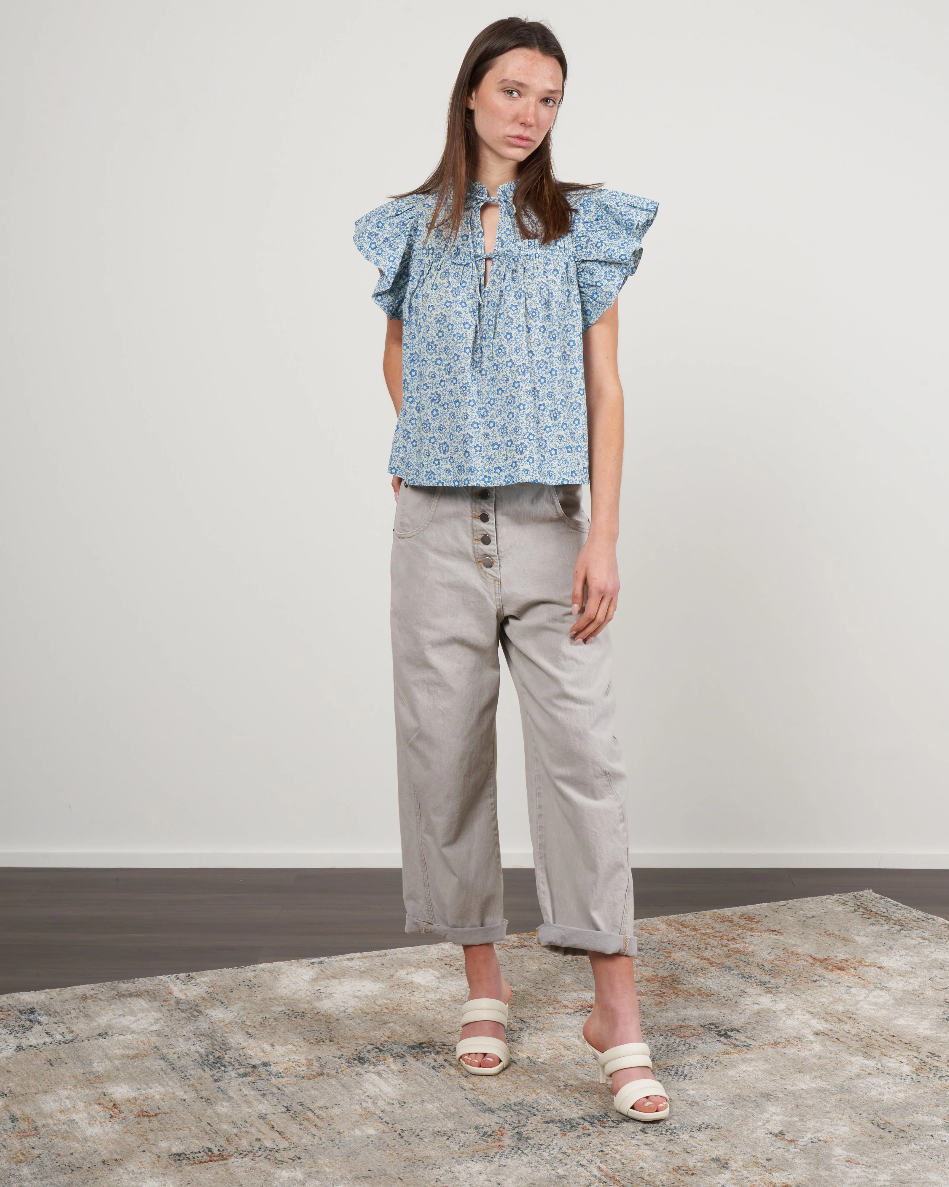 ida print short sleeve tank top - blue - Image 2