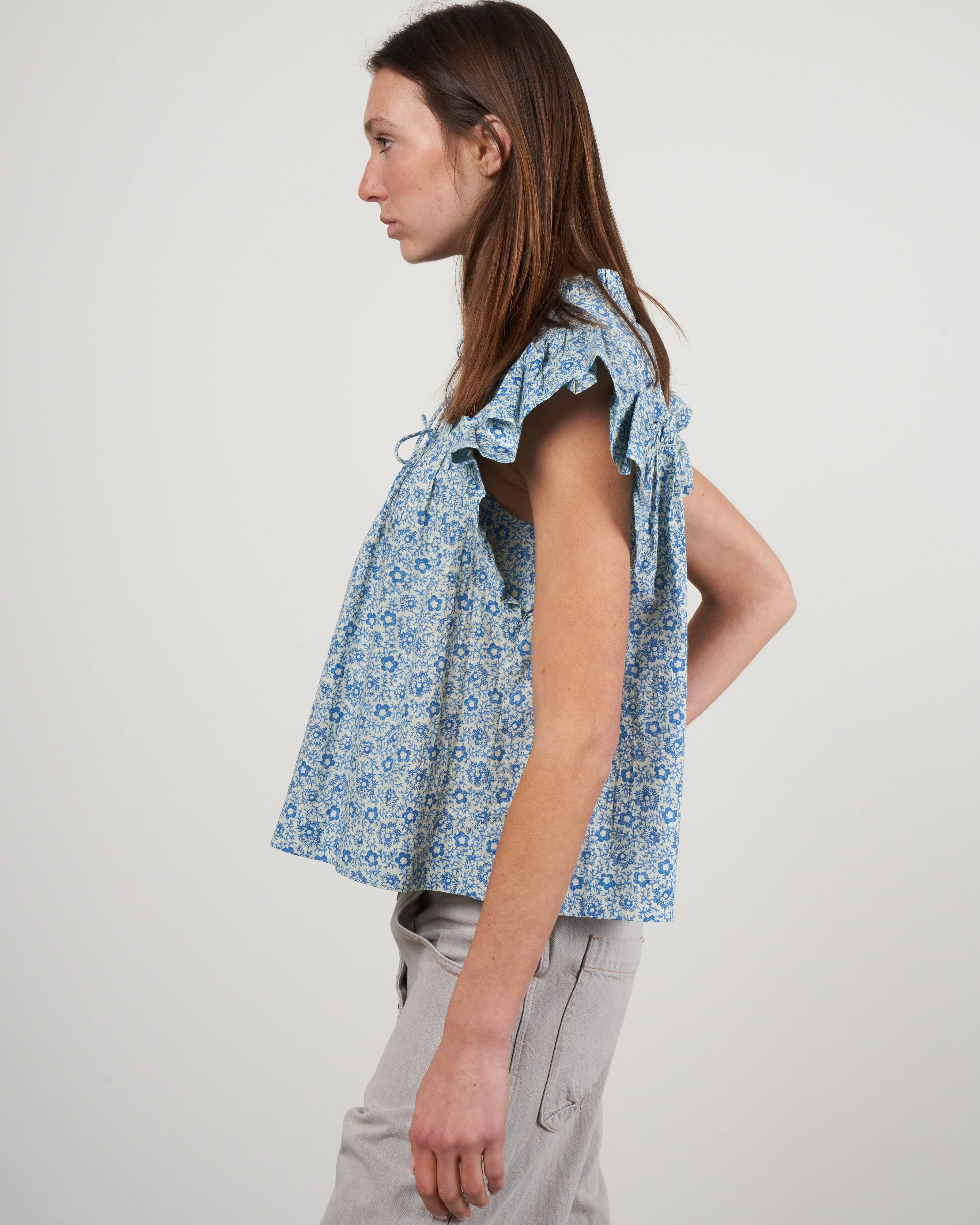 ida print short sleeve tank top - blue - Image 3