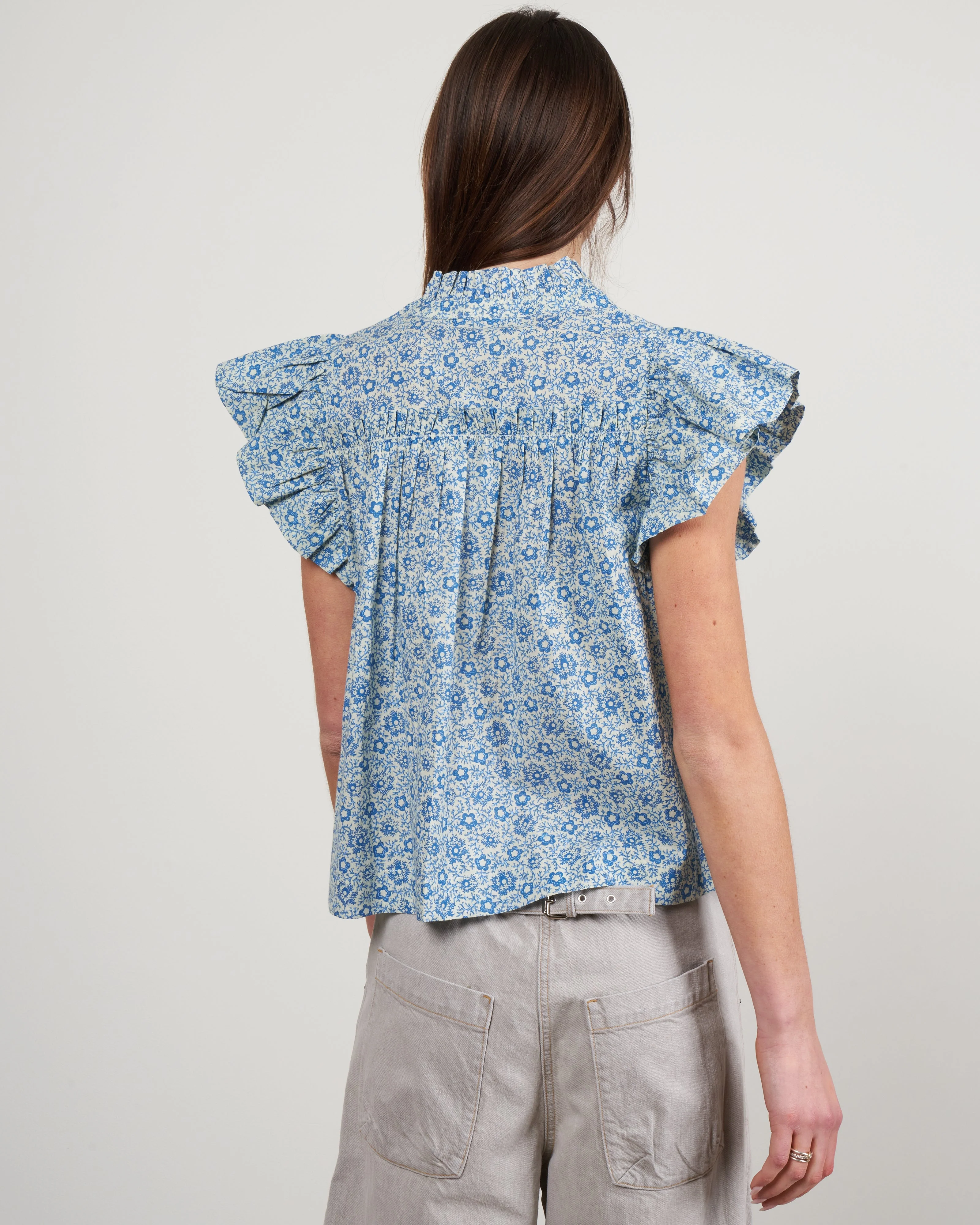 ida print short sleeve tank top - blue - Image 4