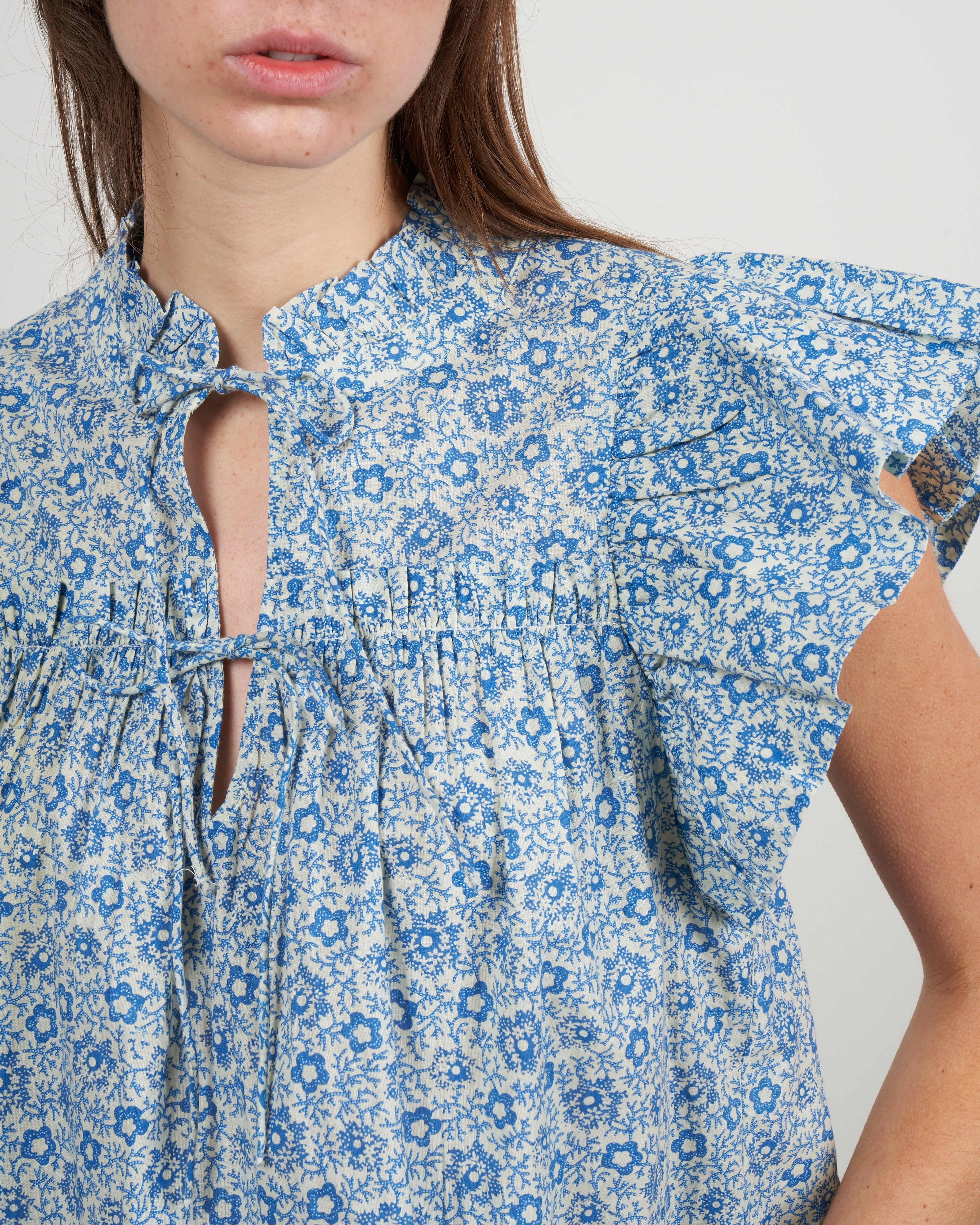 ida print short sleeve tank top - blue - Image 5