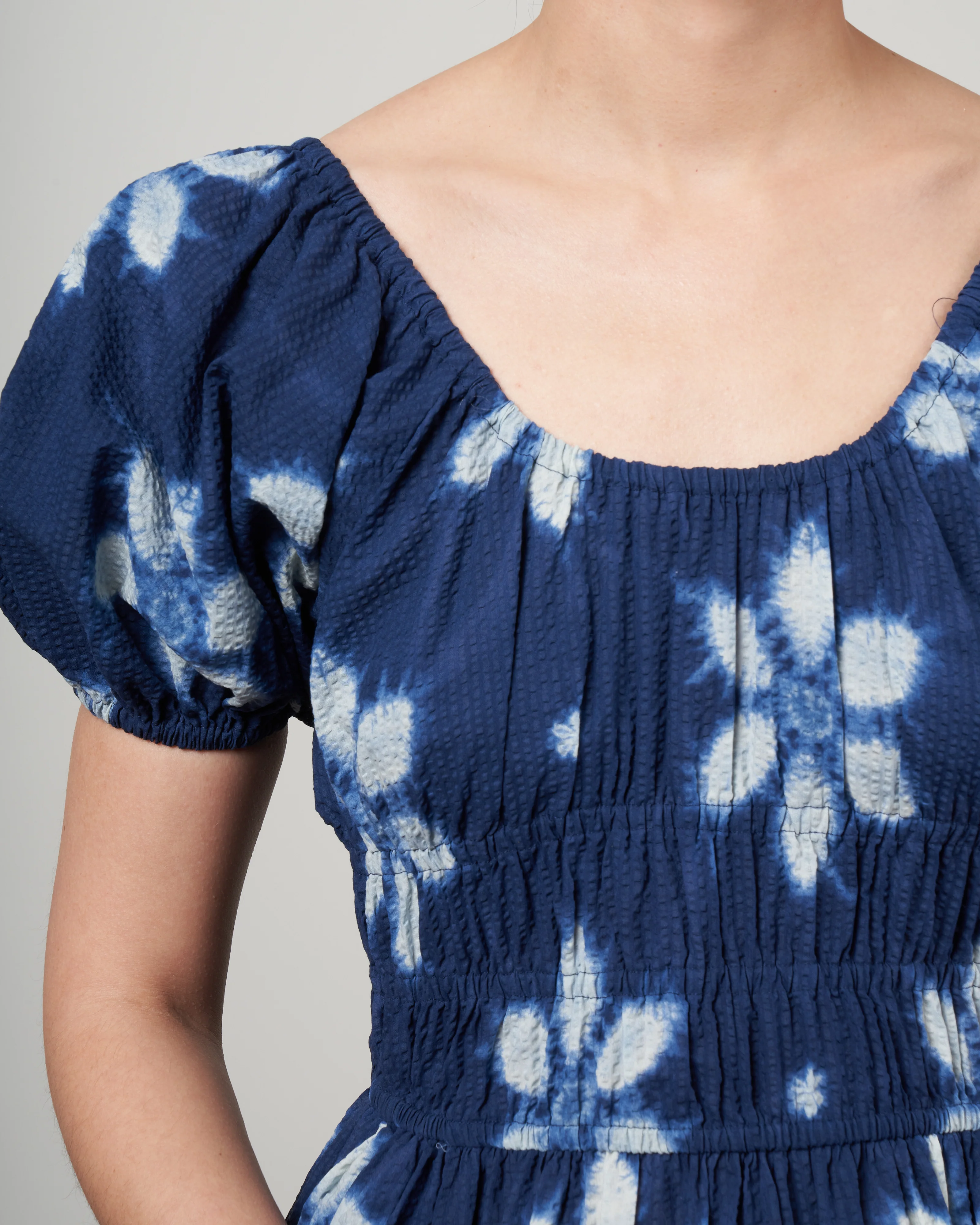 isla print puff sleeve dress - navy - Image 4