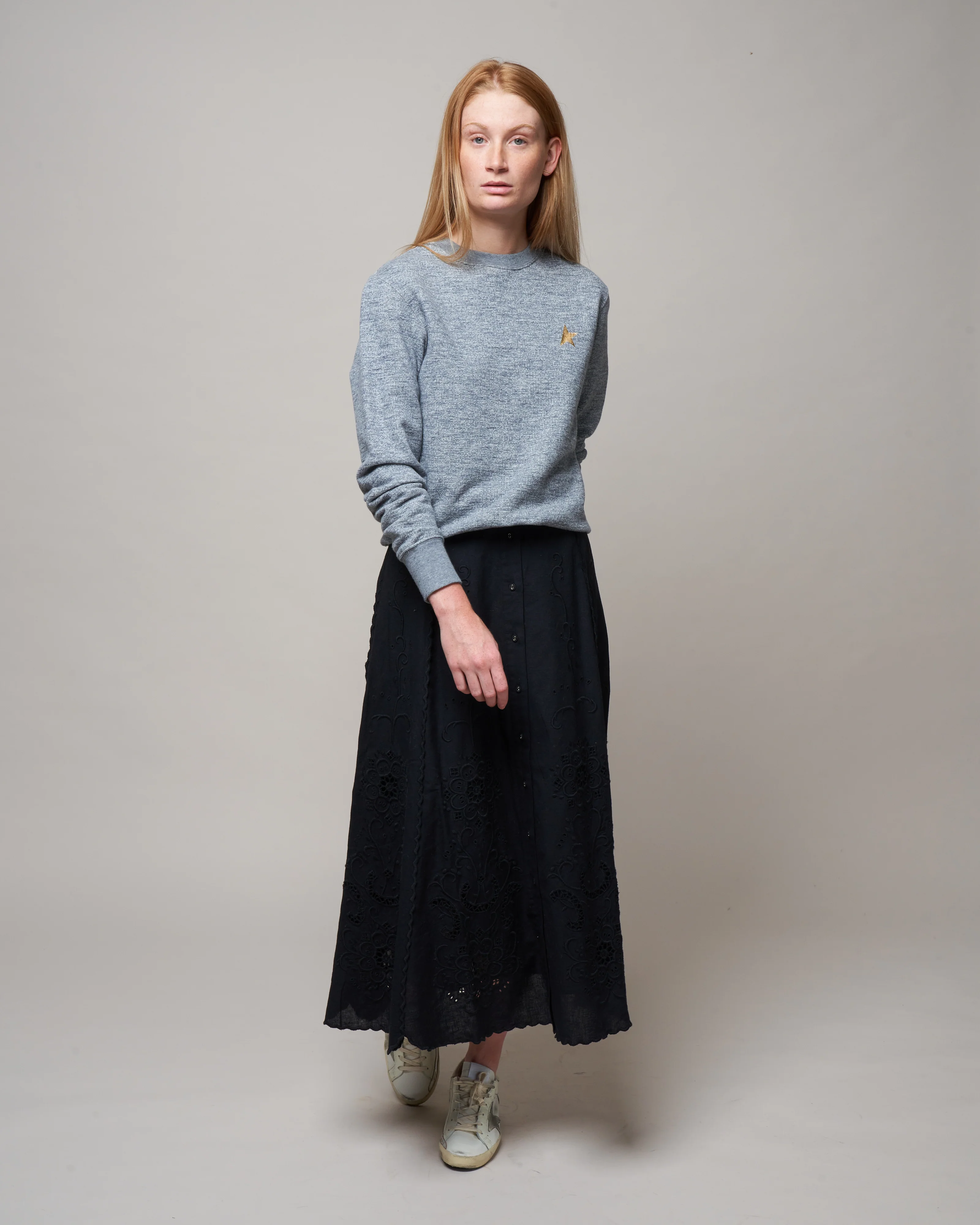 kiara emb button-down skirt - black - Image 2
