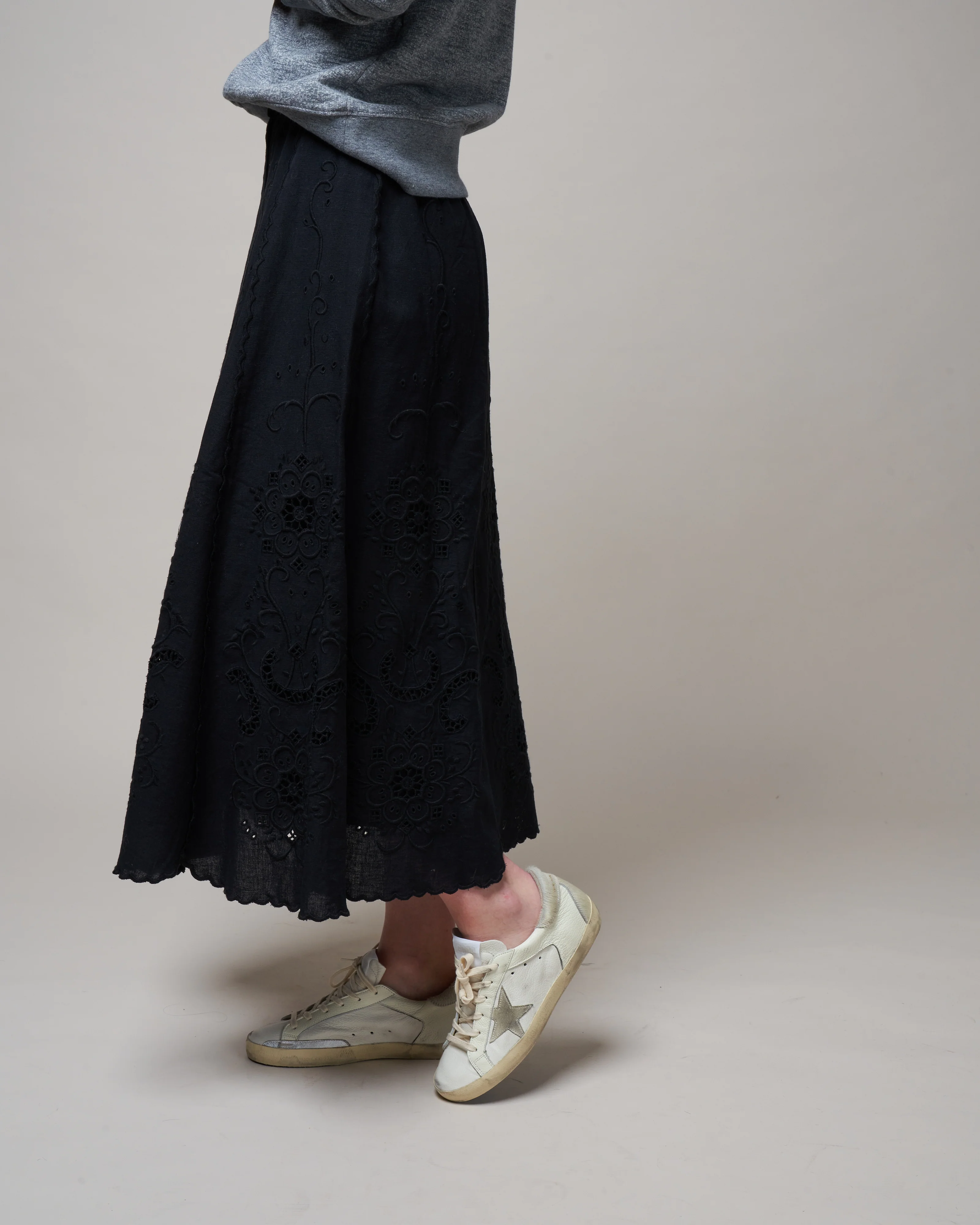 kiara emb button-down skirt - black - Image 3