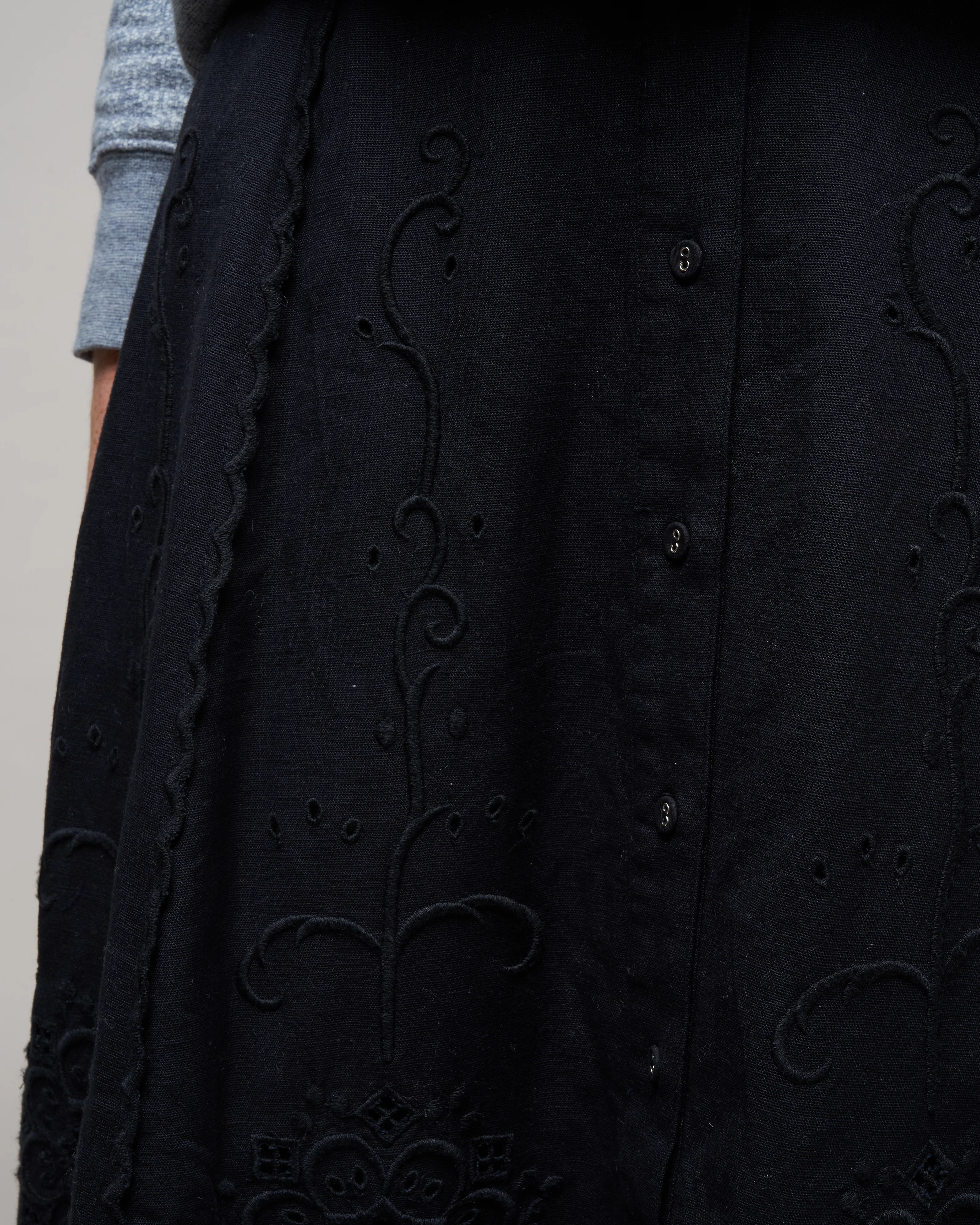 kiara emb button-down skirt - black - Image 5