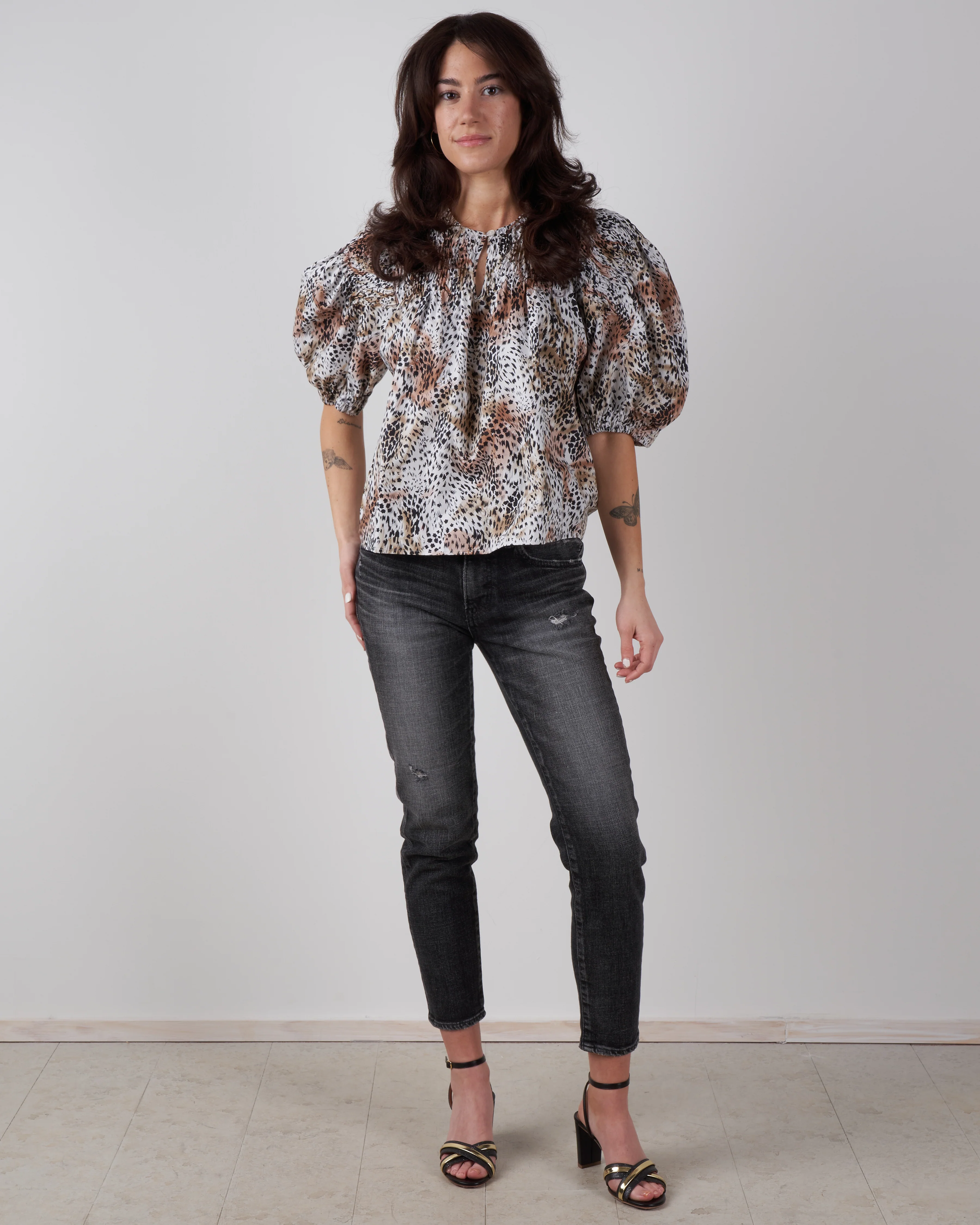 lana smocked puff sleeve top - multi - Image 4