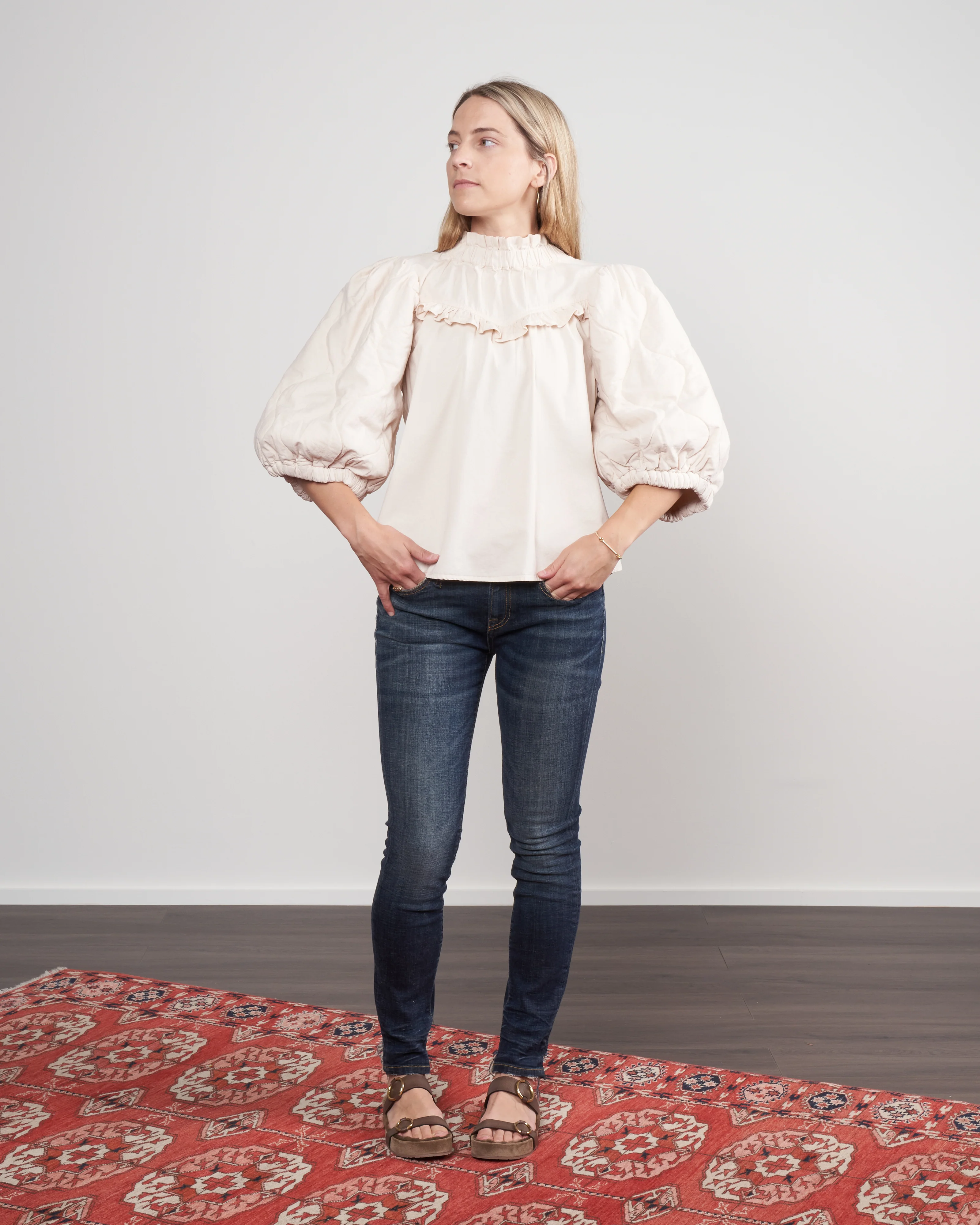layla quilted puff slv top - barley - Image 2