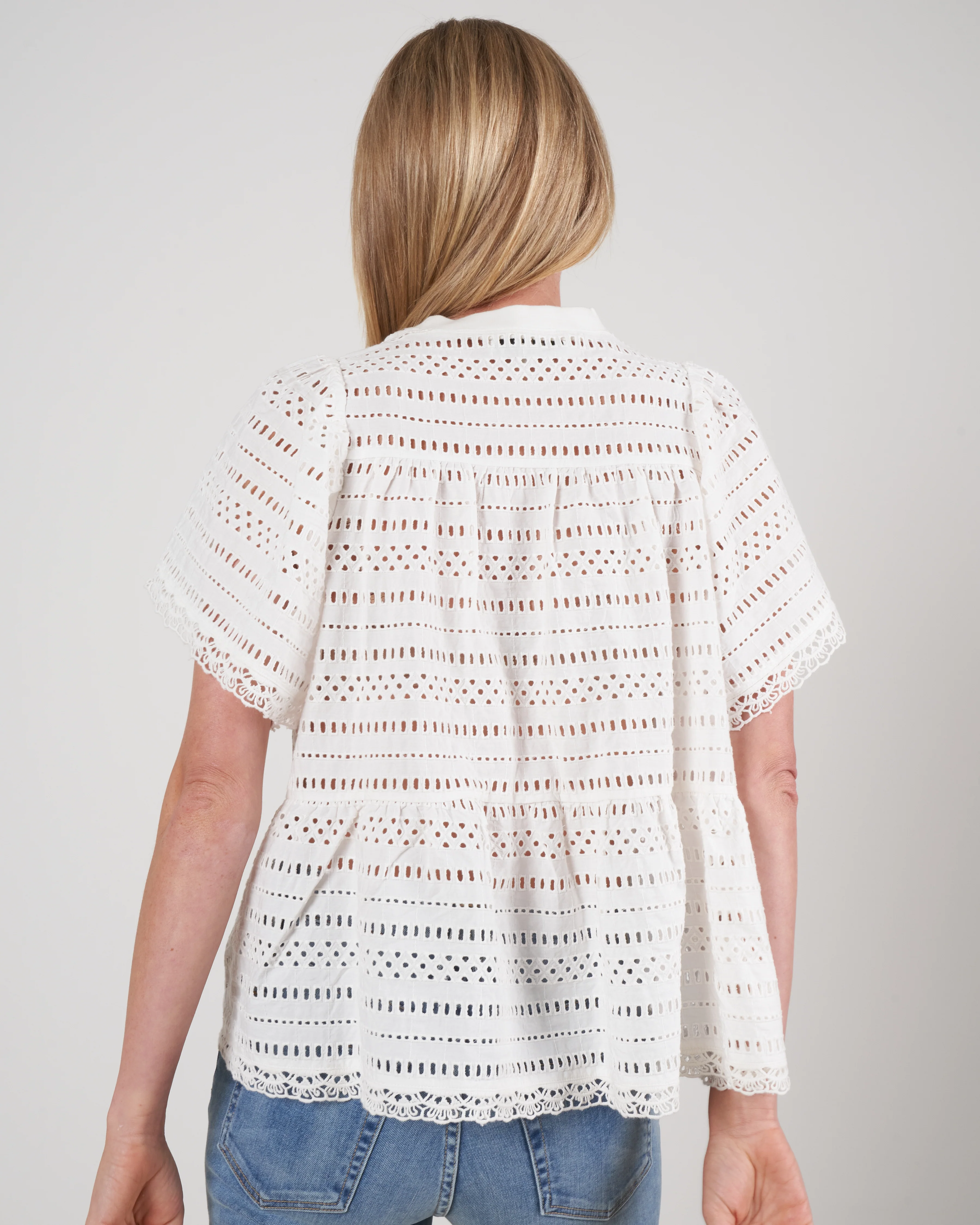 lina eyelet s/slv t-shirt - cream cream - Image 2