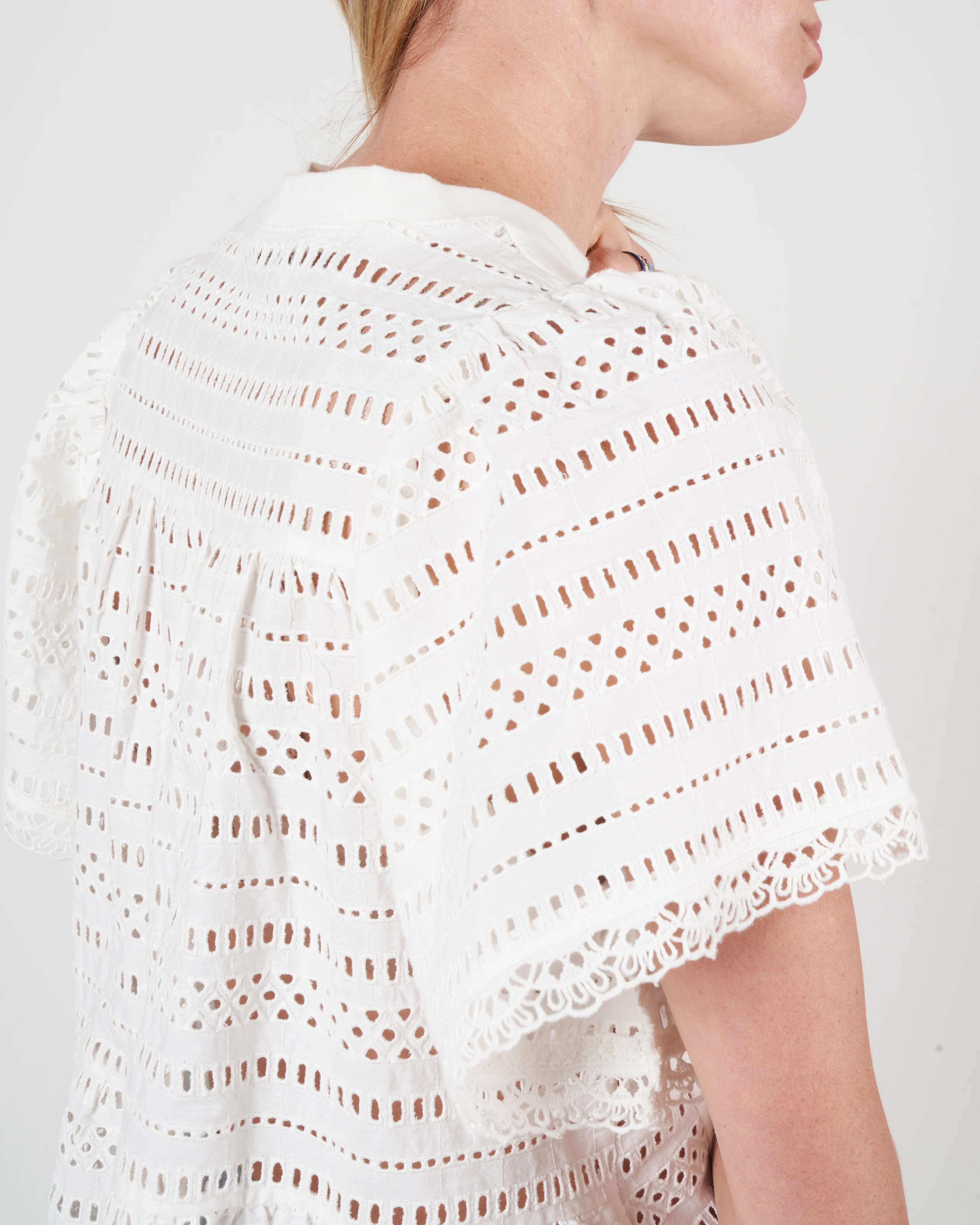 lina eyelet s/slv t-shirt - cream cream - Image 5