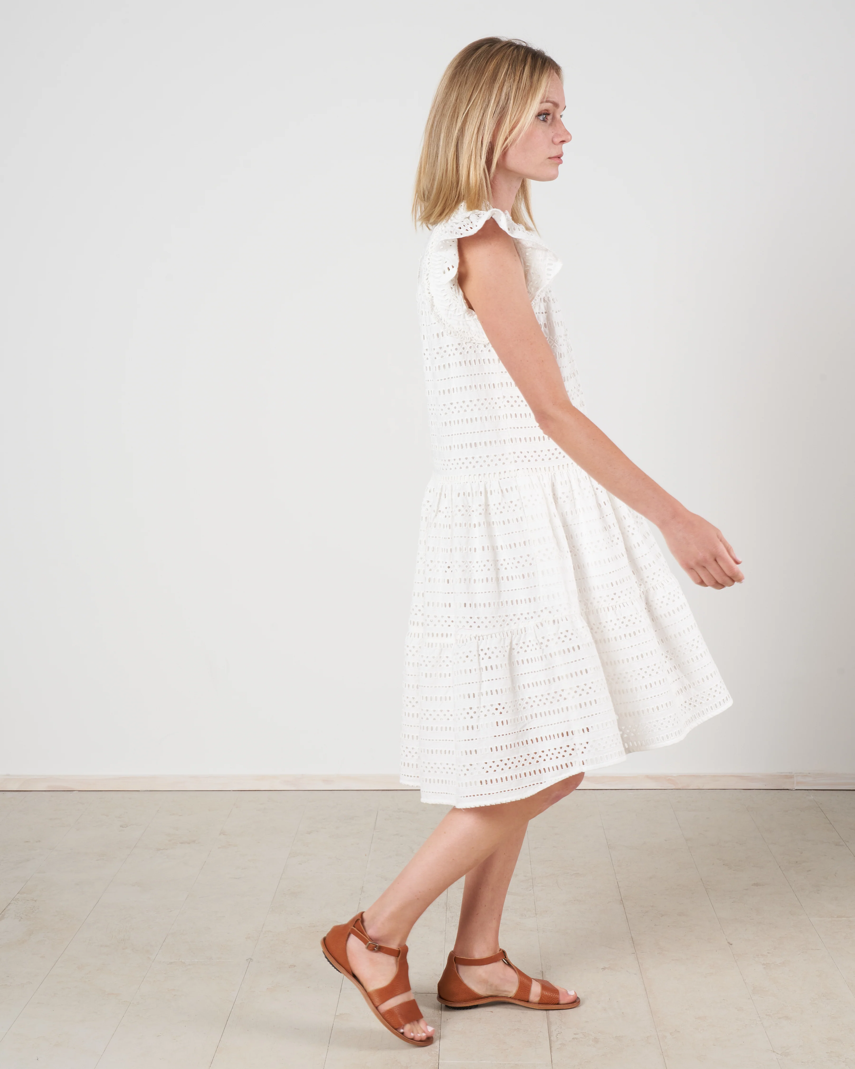 lina eyelet s/slv tiered tunic- cream cream - Image 2