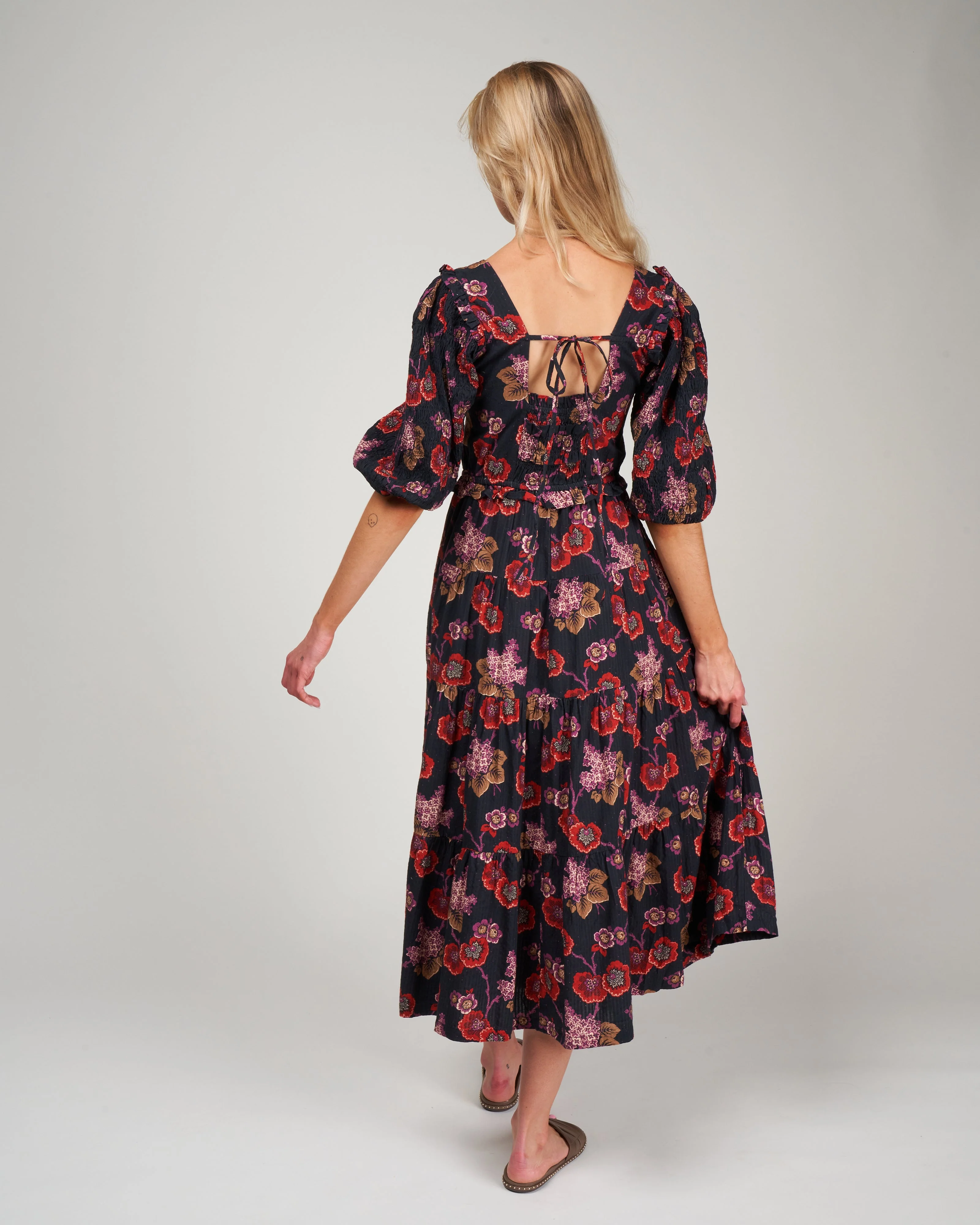 lucinda seersucker puff slv smocked dress - navy - Image 3