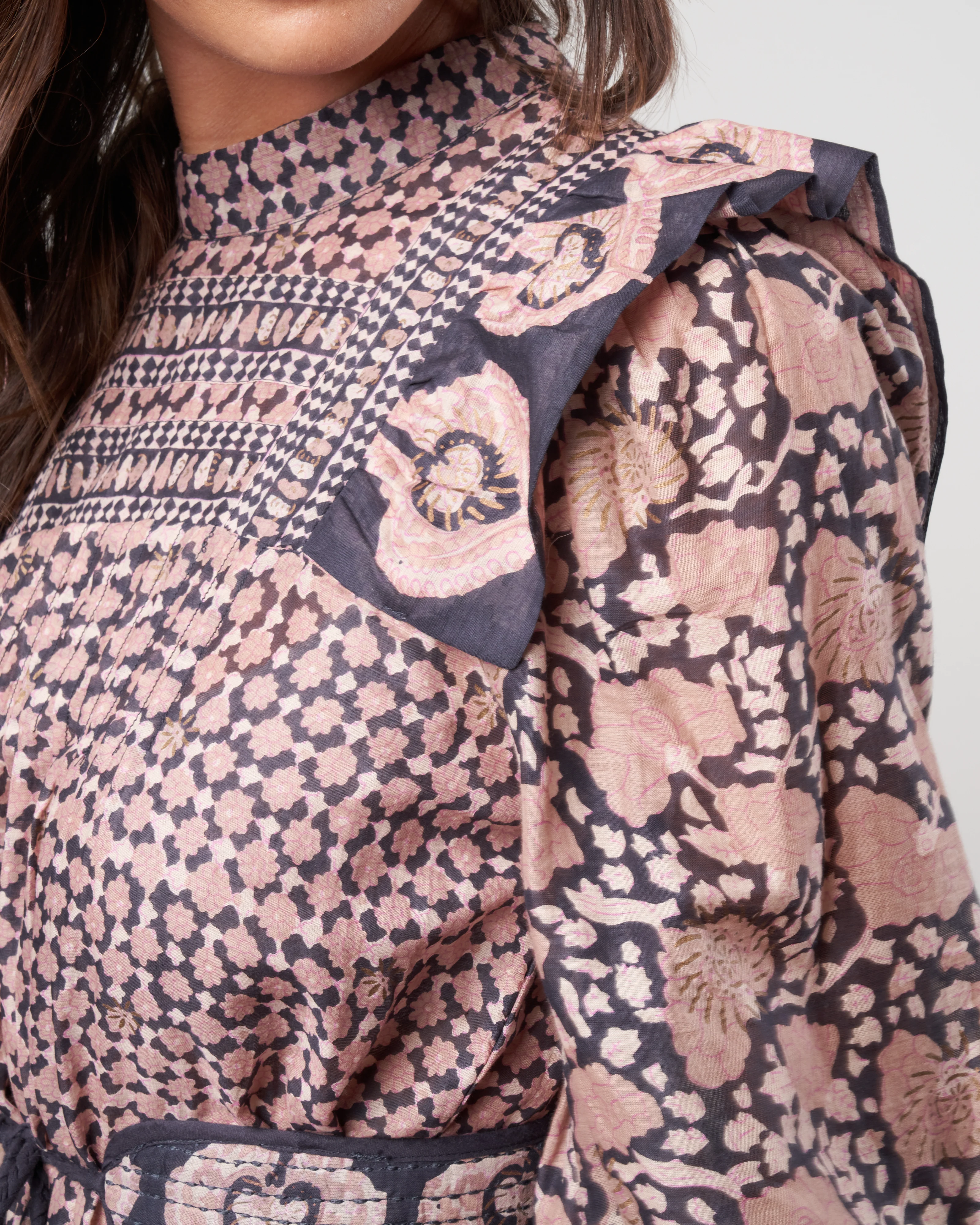 margo border long sleeved belted dress - lilac - Image 4