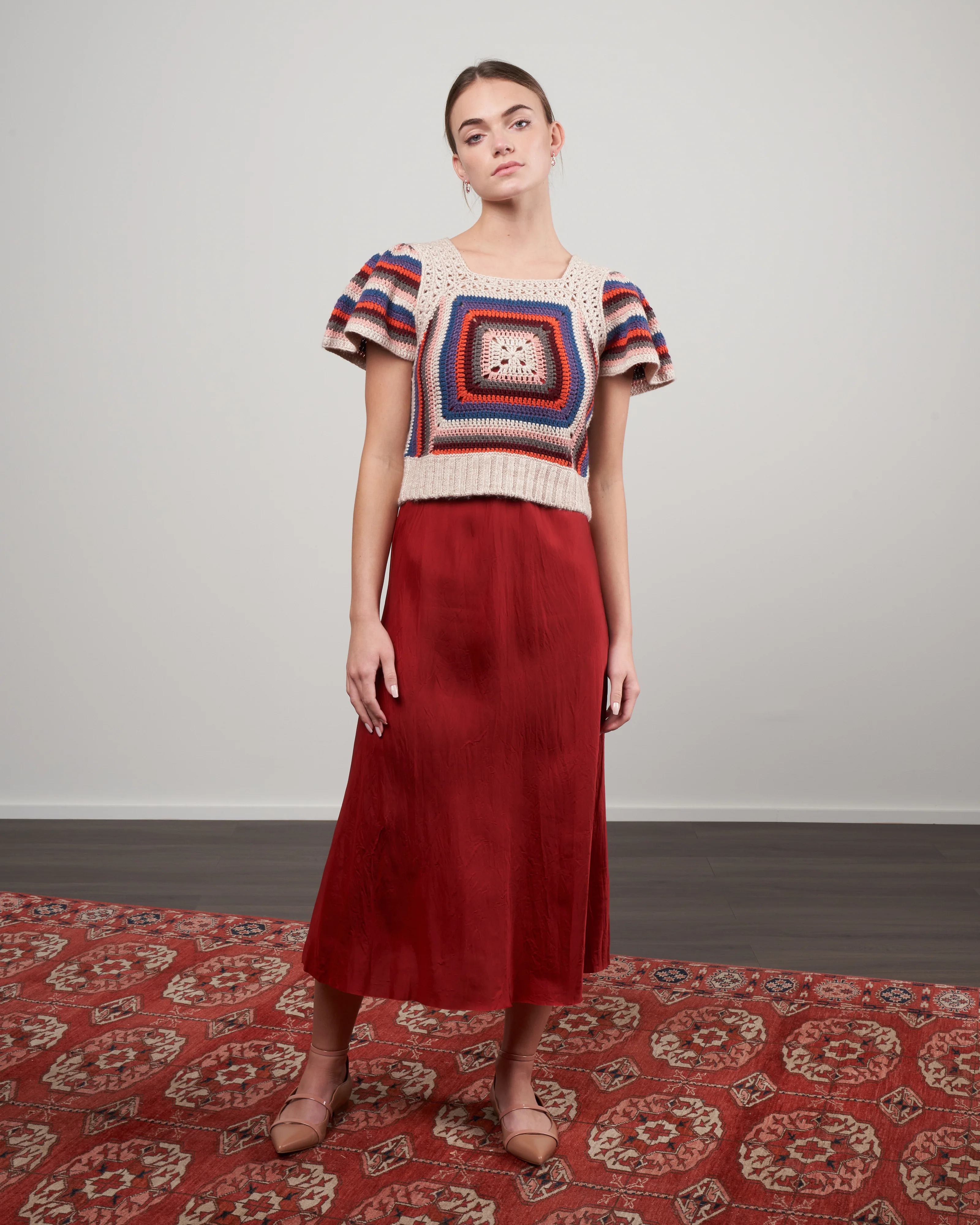 mena crochet flutter sleeve knit tank - multi - Image 2