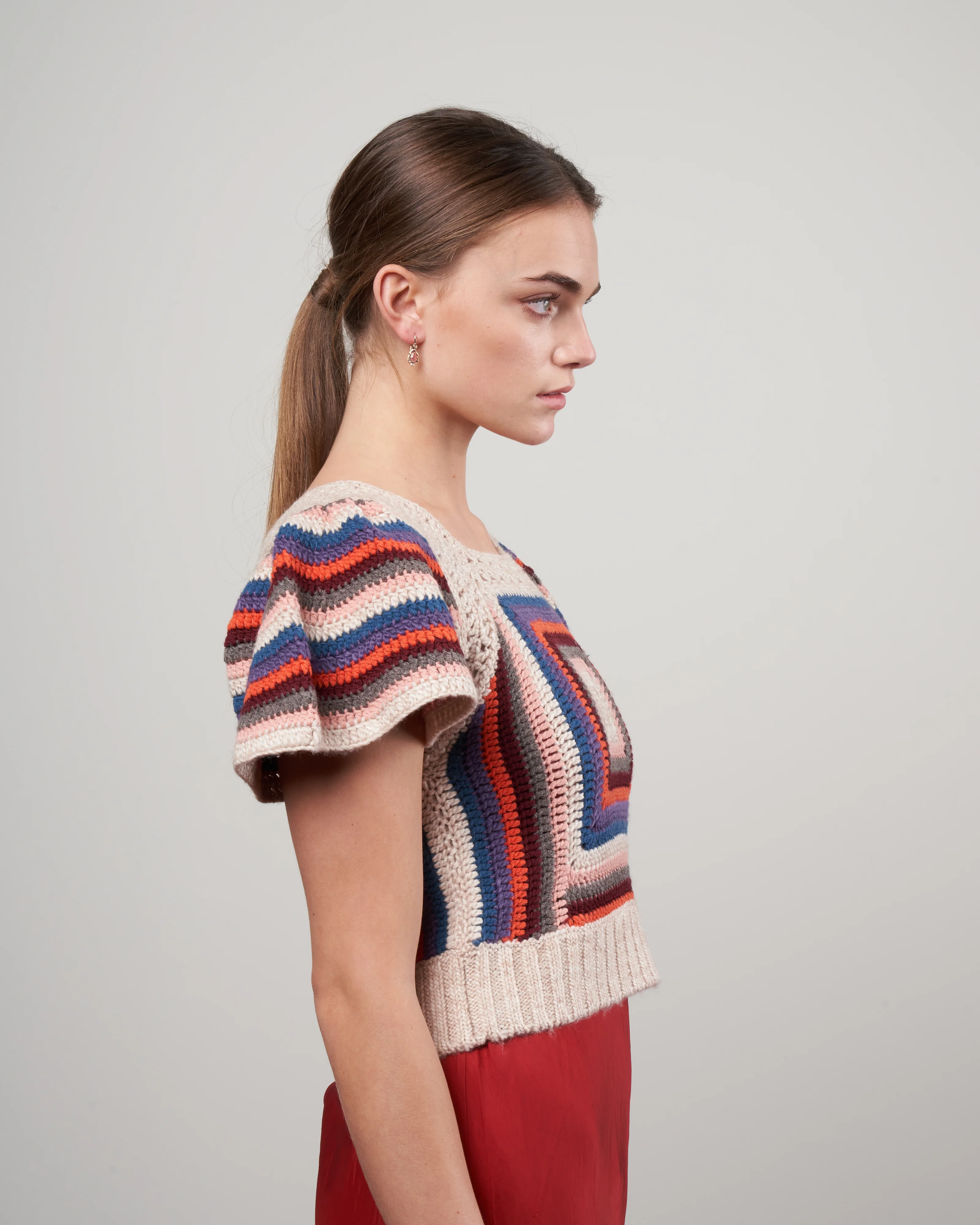 mena crochet flutter sleeve knit tank - multi - Image 3