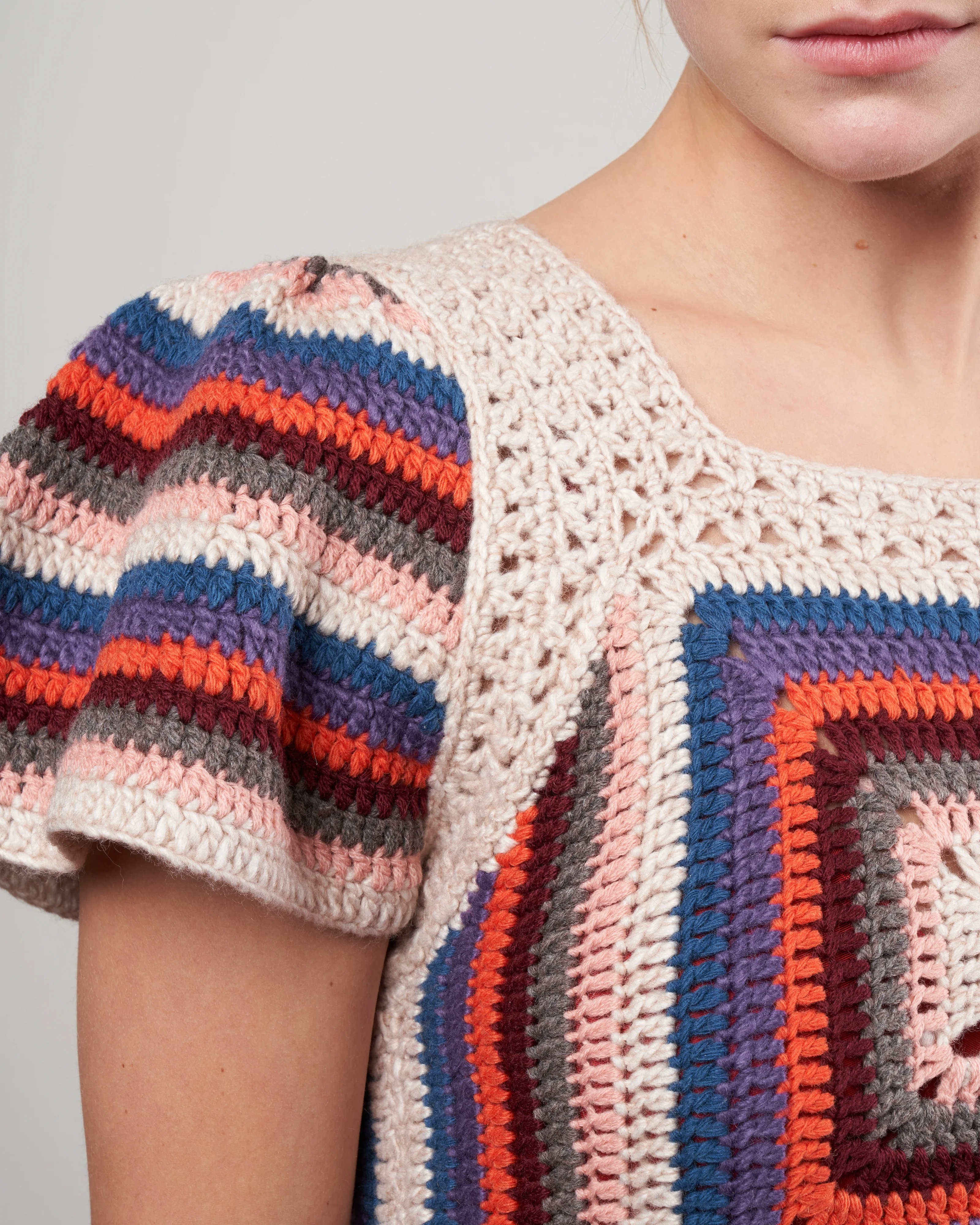 mena crochet flutter sleeve knit tank - multi - Image 5