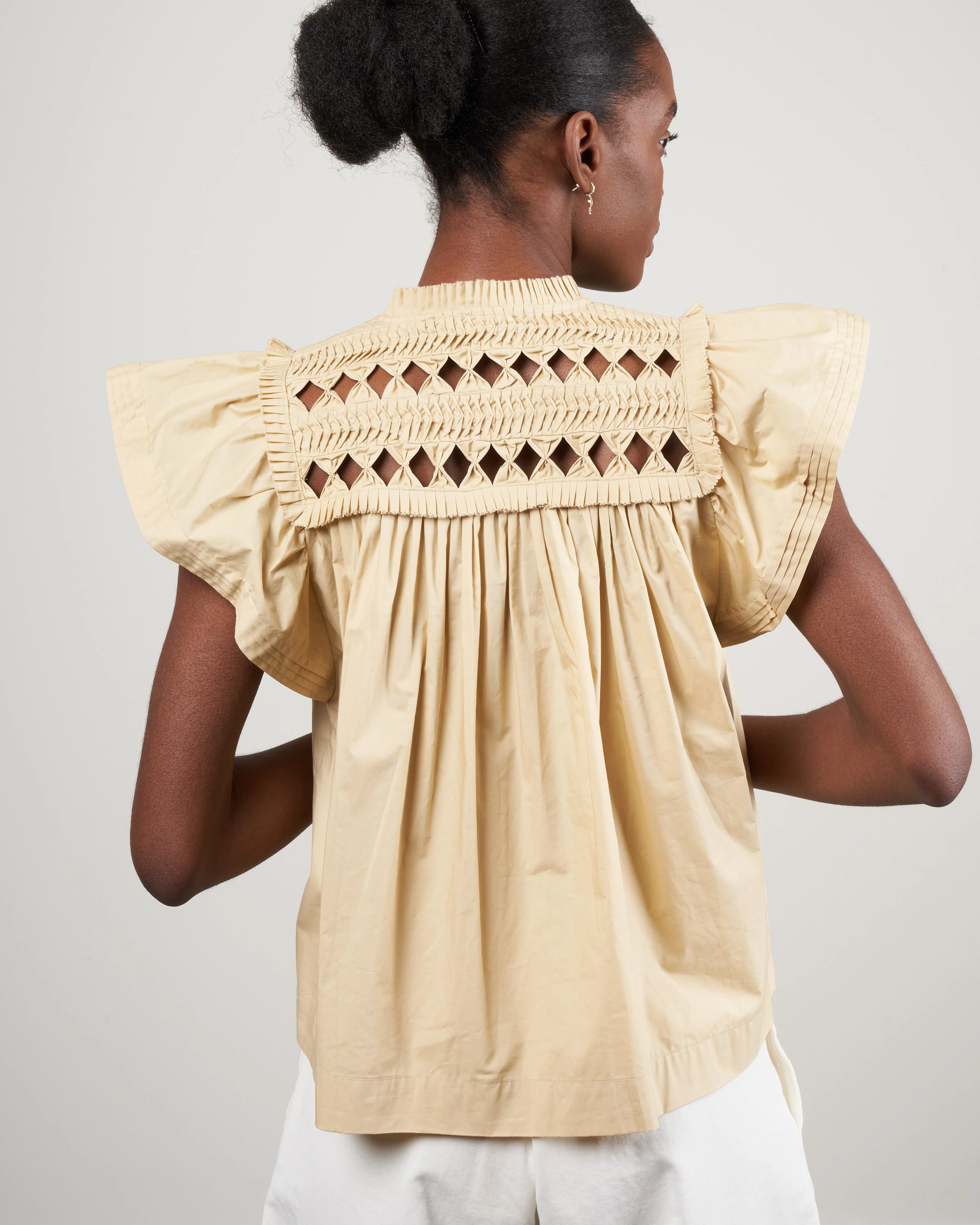 phoebe cotton short sleeve top - butter - Image 4