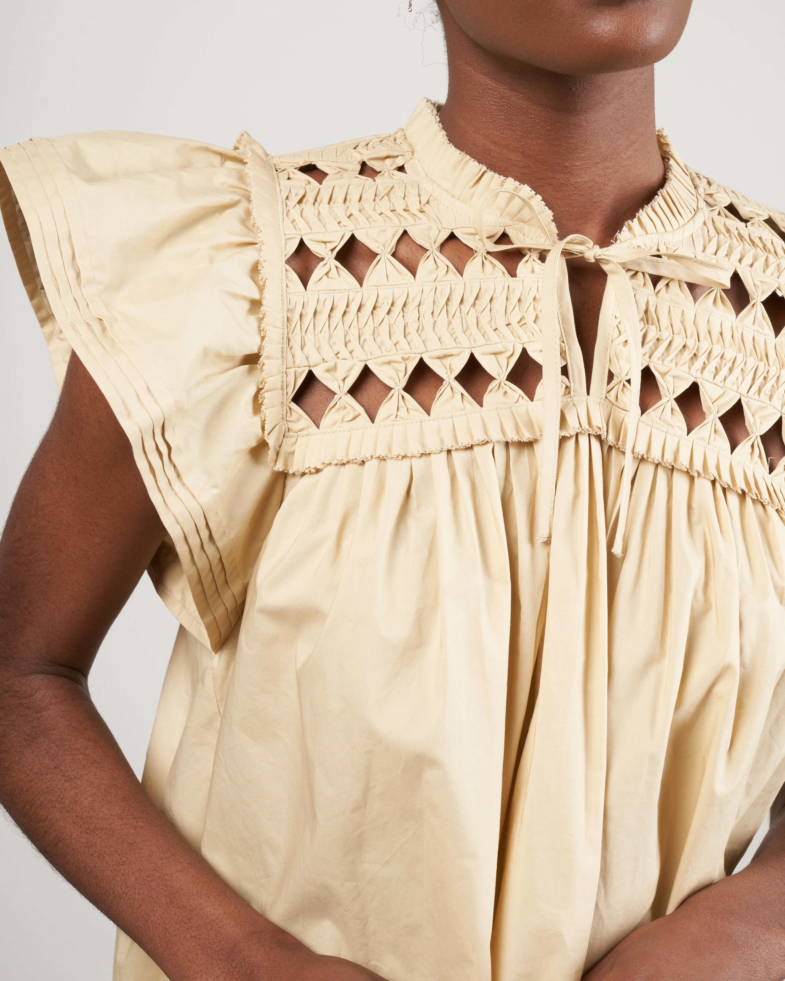 phoebe cotton short sleeve top - butter - Image 5