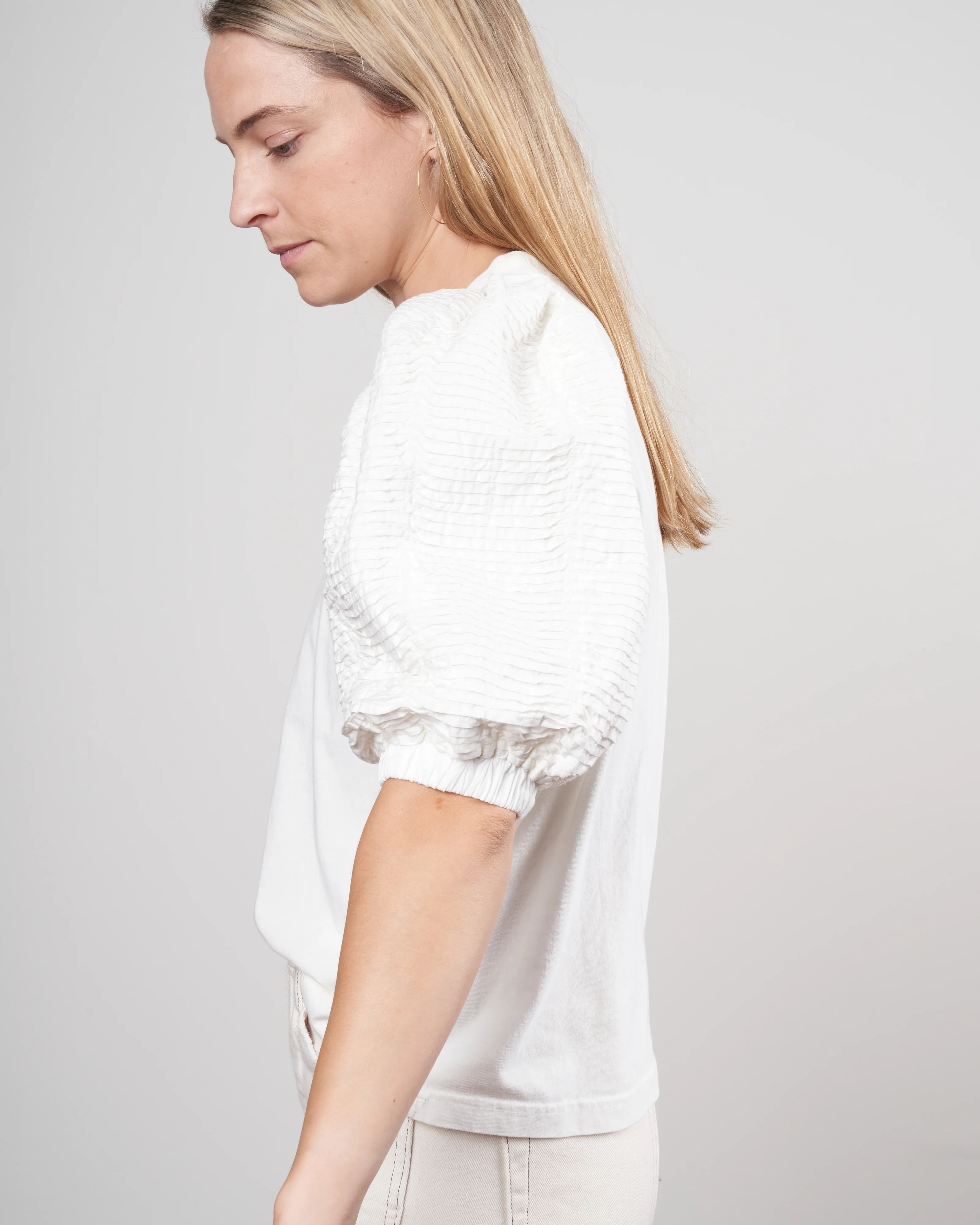 rene cotton puff sleeve t shirt - white - Image 3
