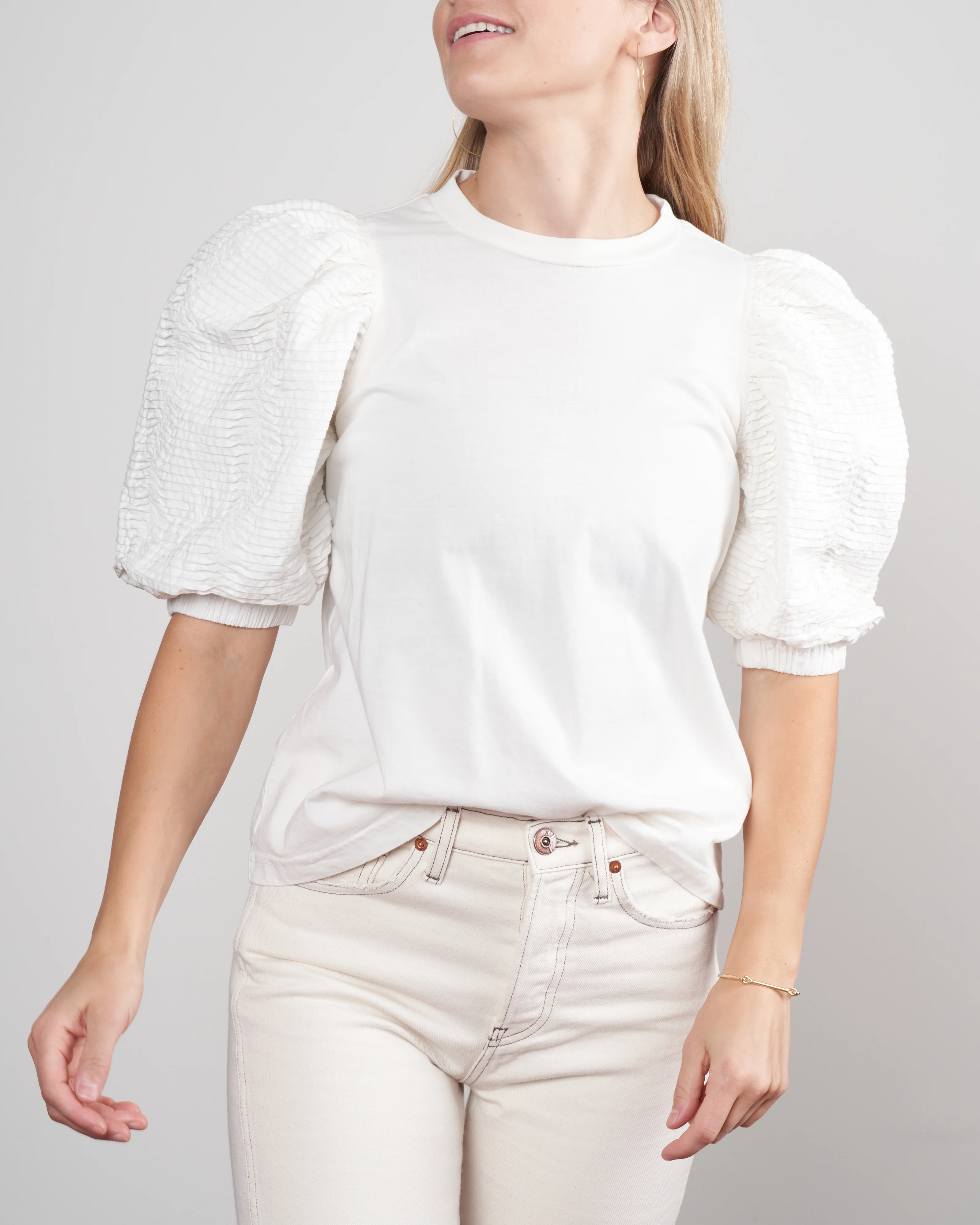 rene cotton puff sleeve t shirt - white - Image 4