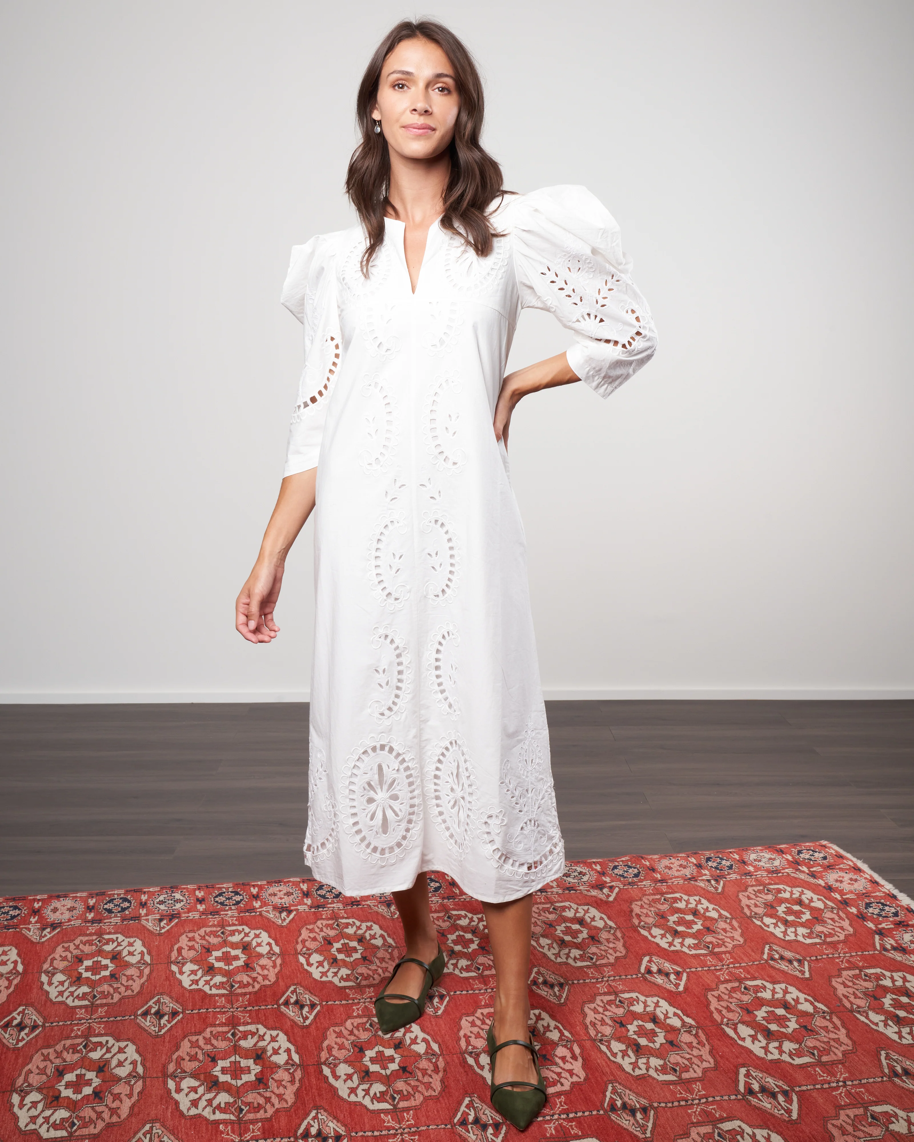 santos eyelet dress - white