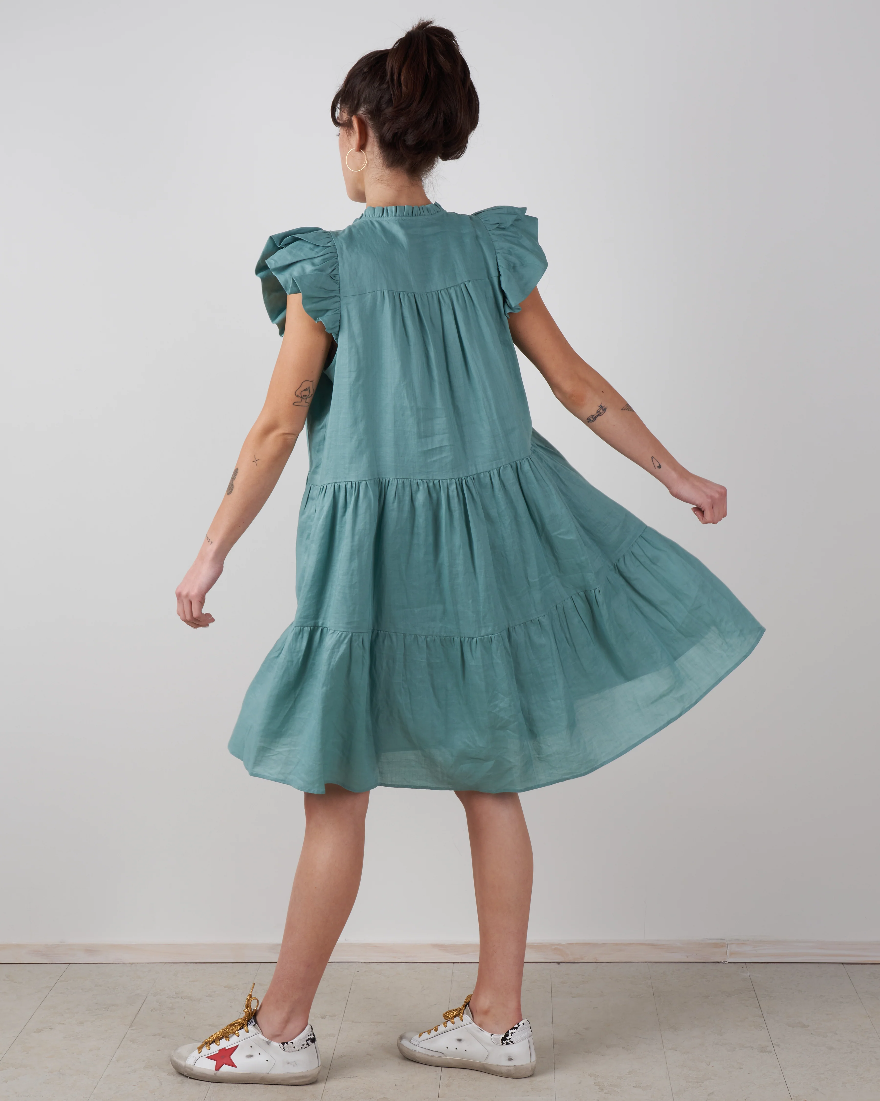 shannon scallop button down dress - sky - Image 2