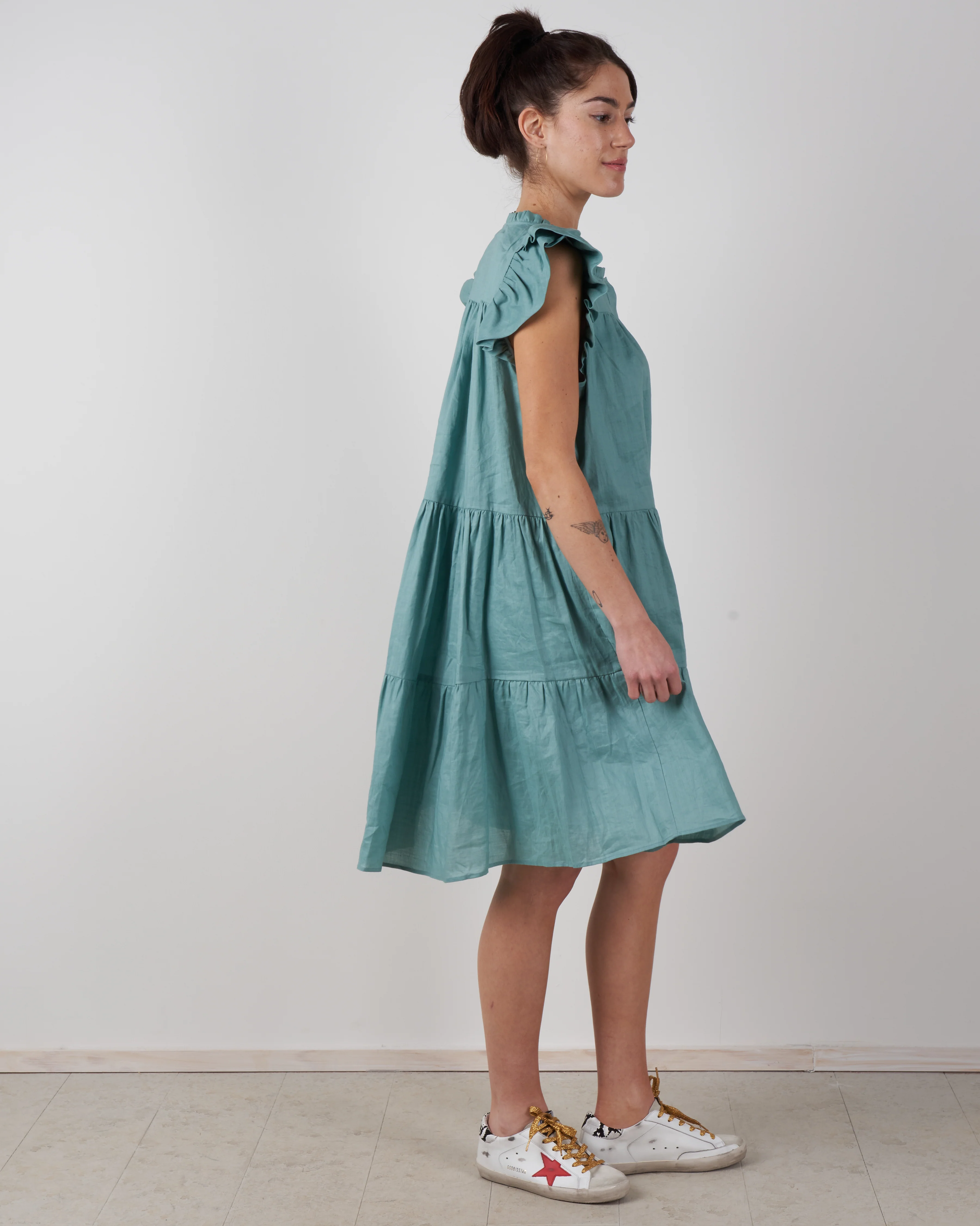 shannon scallop button down dress - sky - Image 3