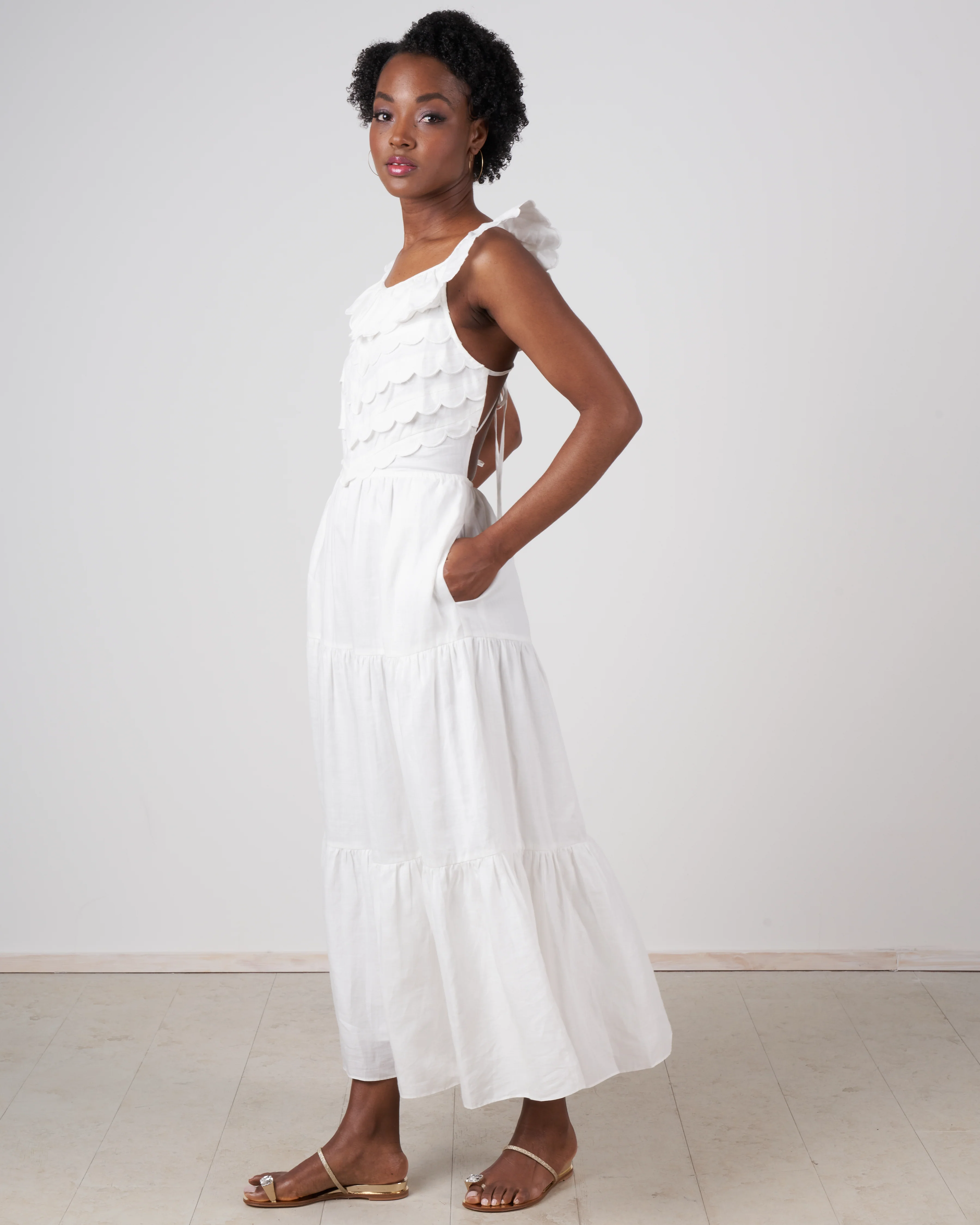 shannon scallop dress - white - Image 2