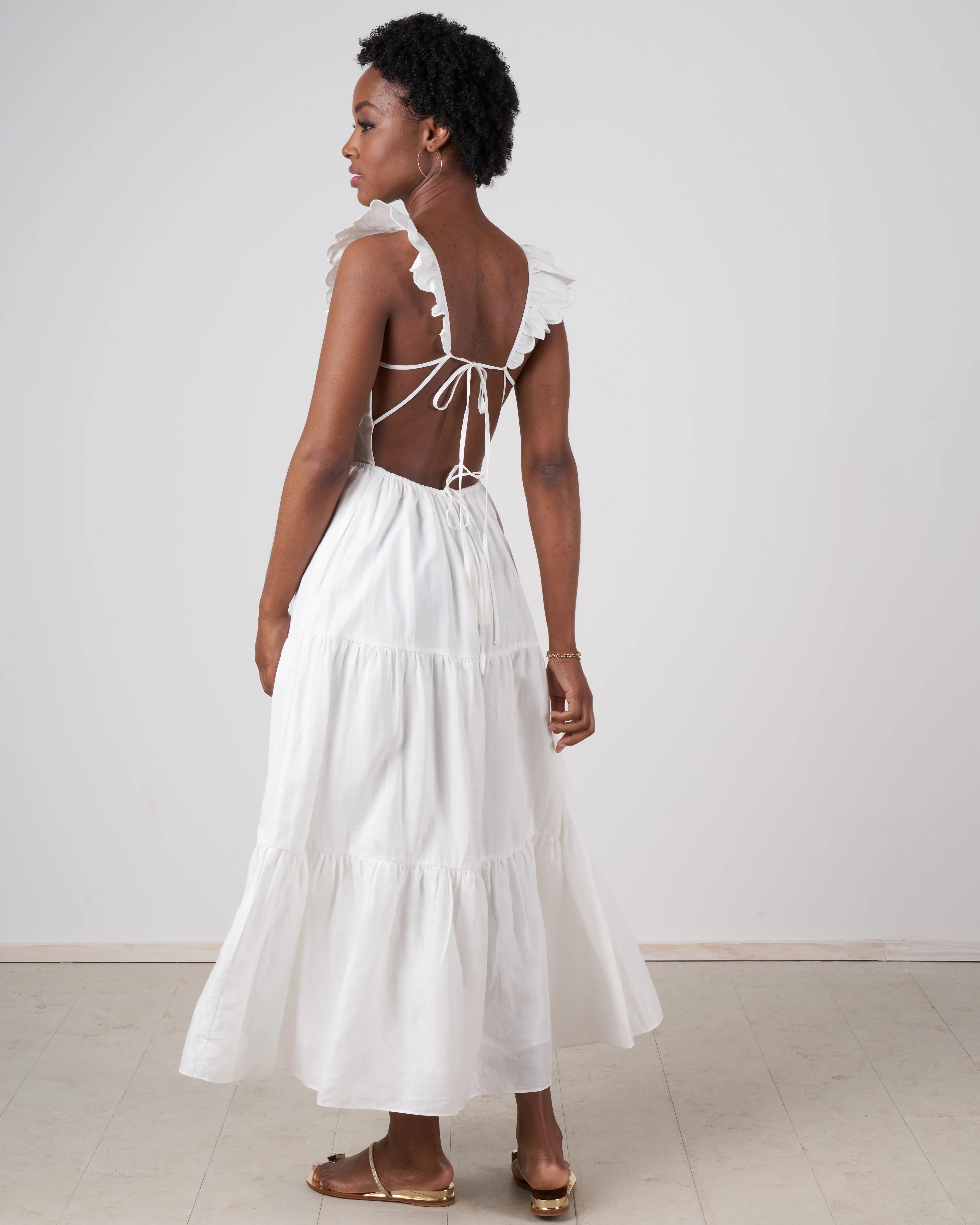 shannon scallop dress - white - Image 3
