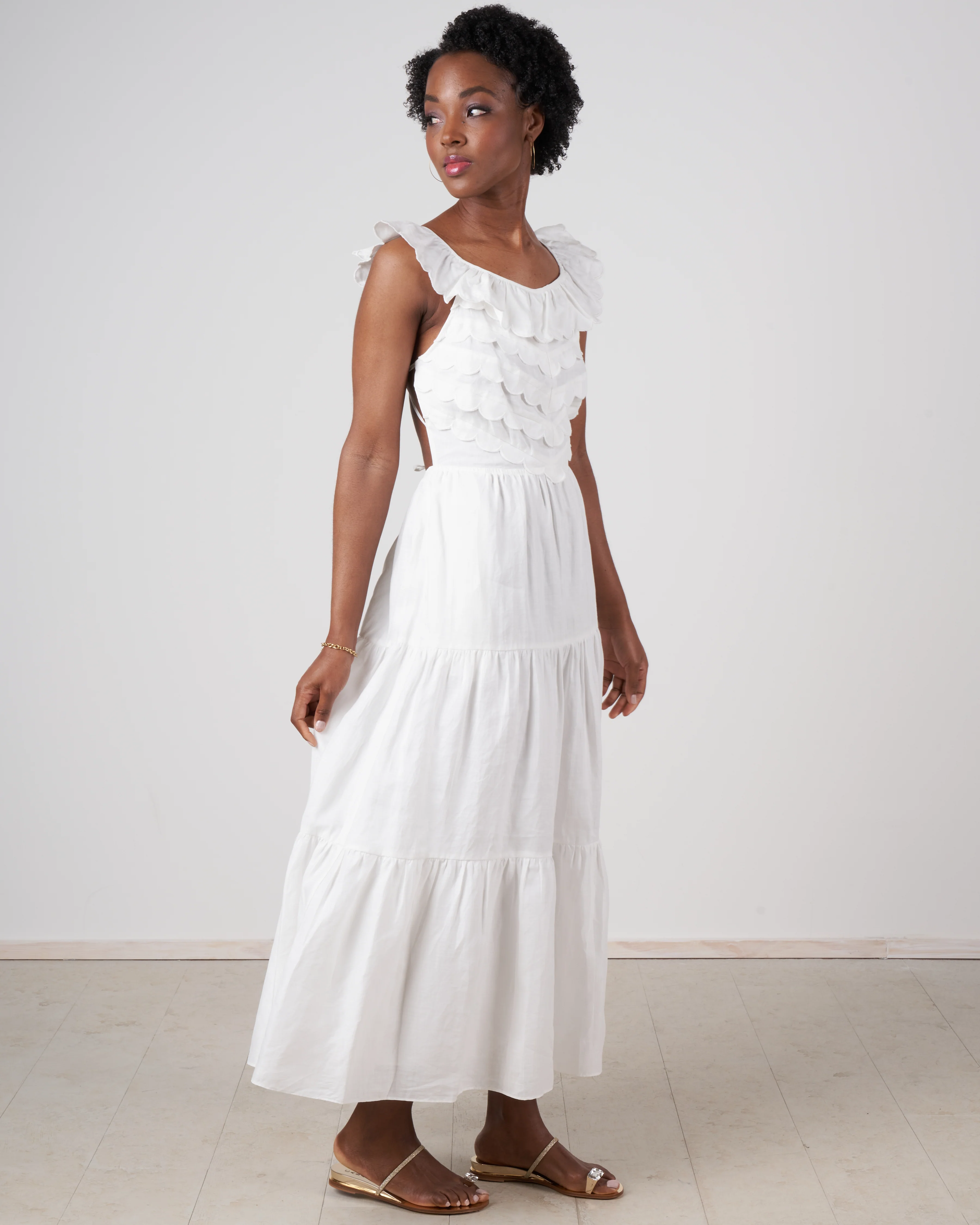 shannon scallop dress - white - Image 4