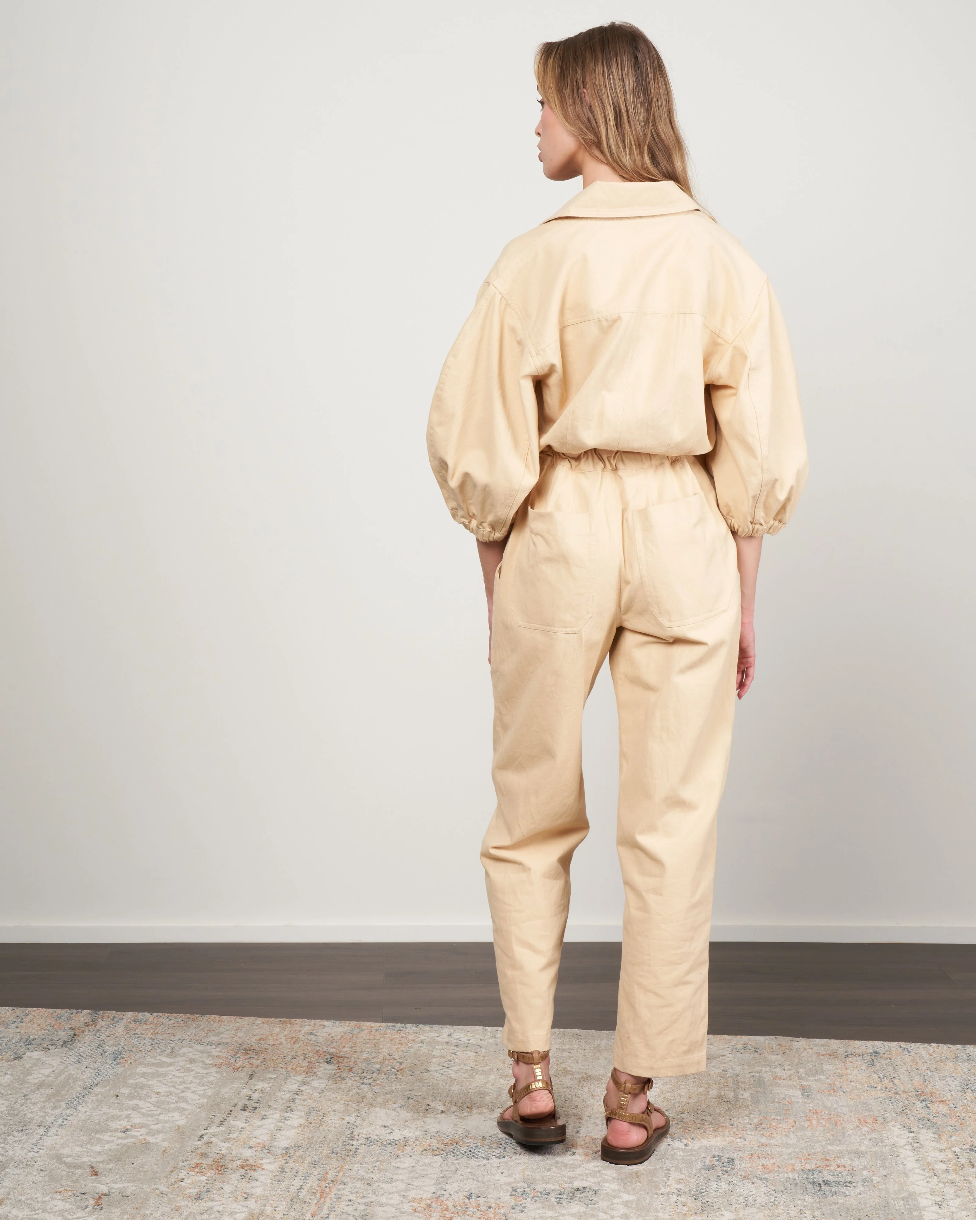 sia solid puff sleeve jumpsuit - hay - Image 3