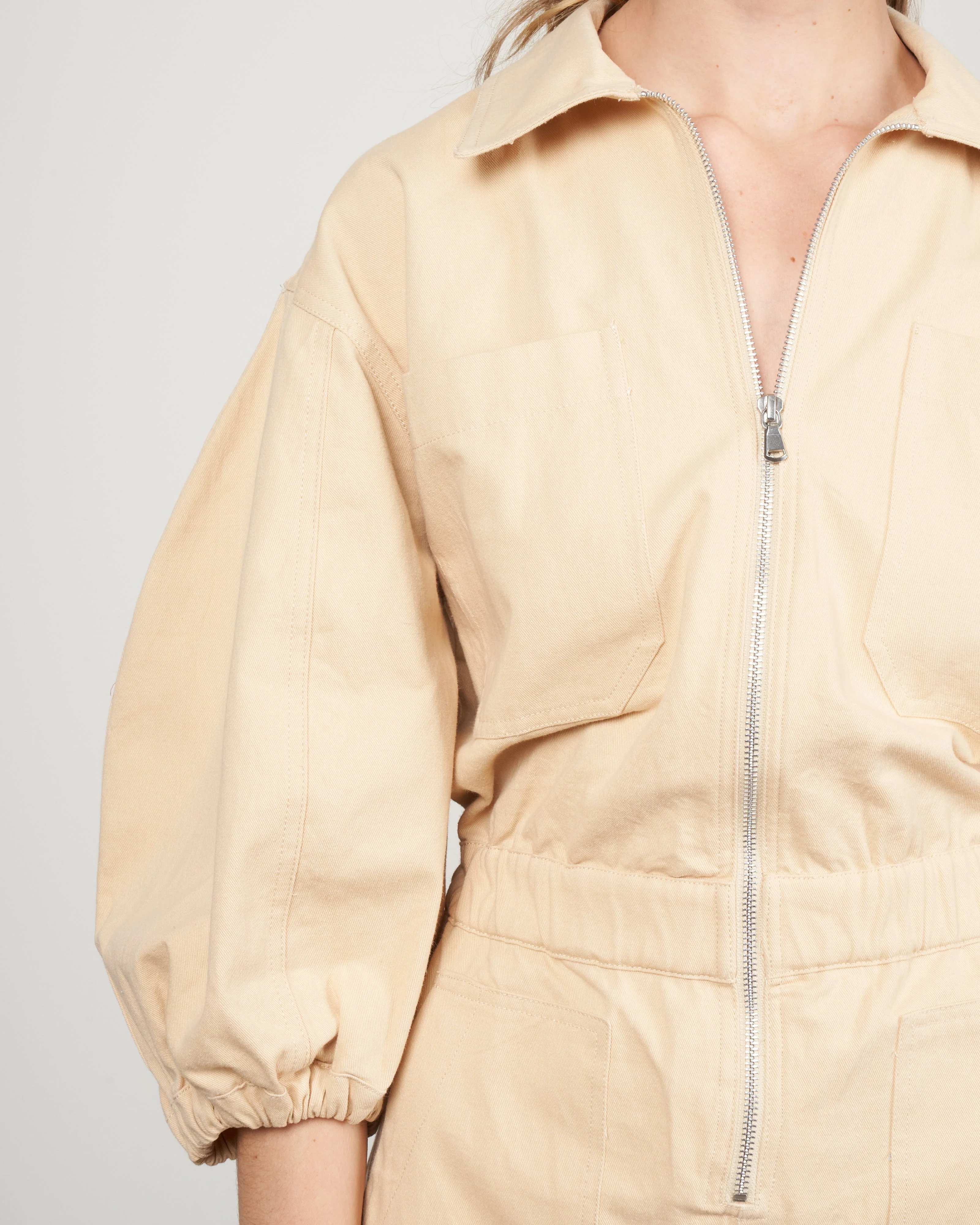sia solid puff sleeve jumpsuit - hay - Image 4