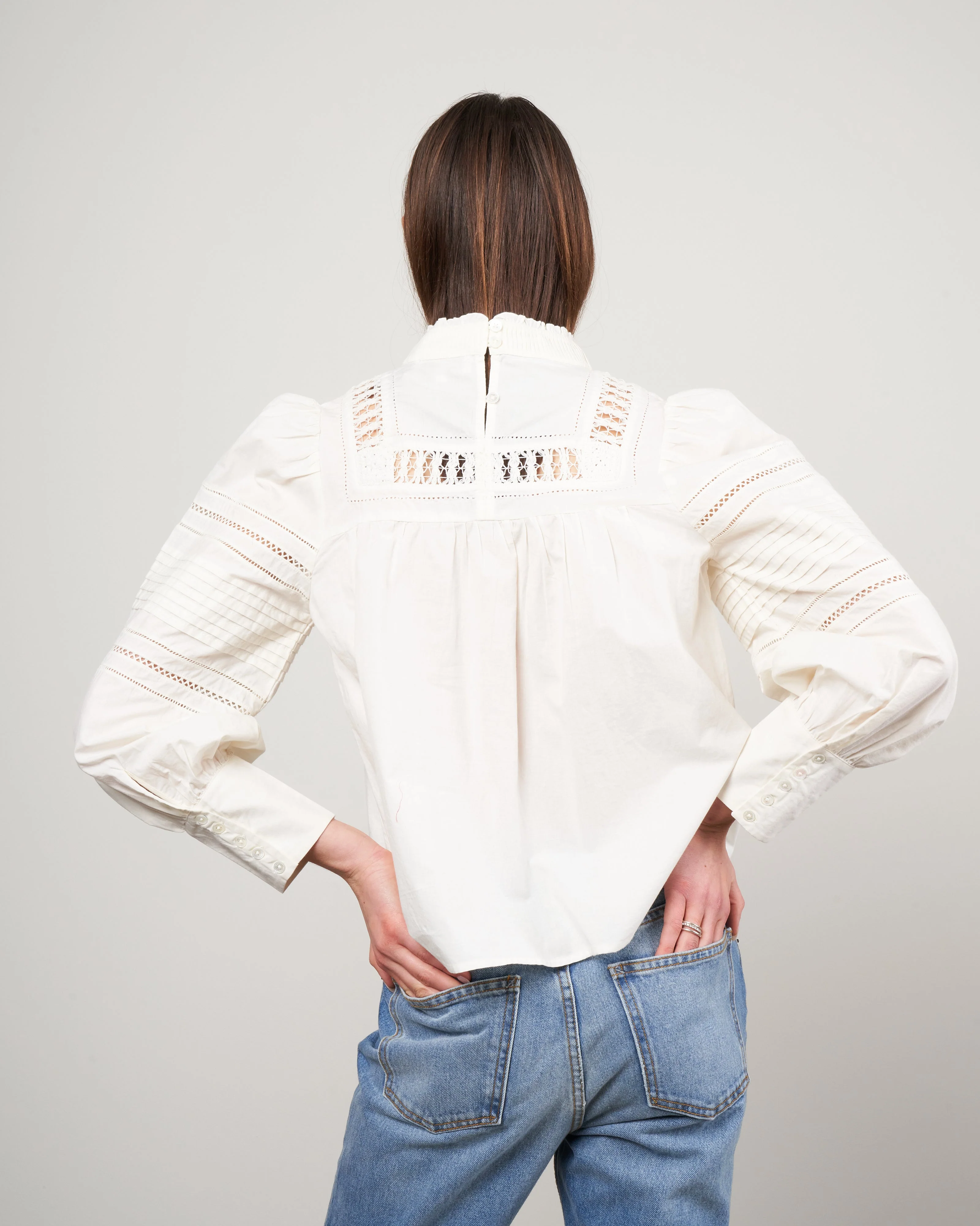 thora thread pull long sleeve top - cream - Image 4