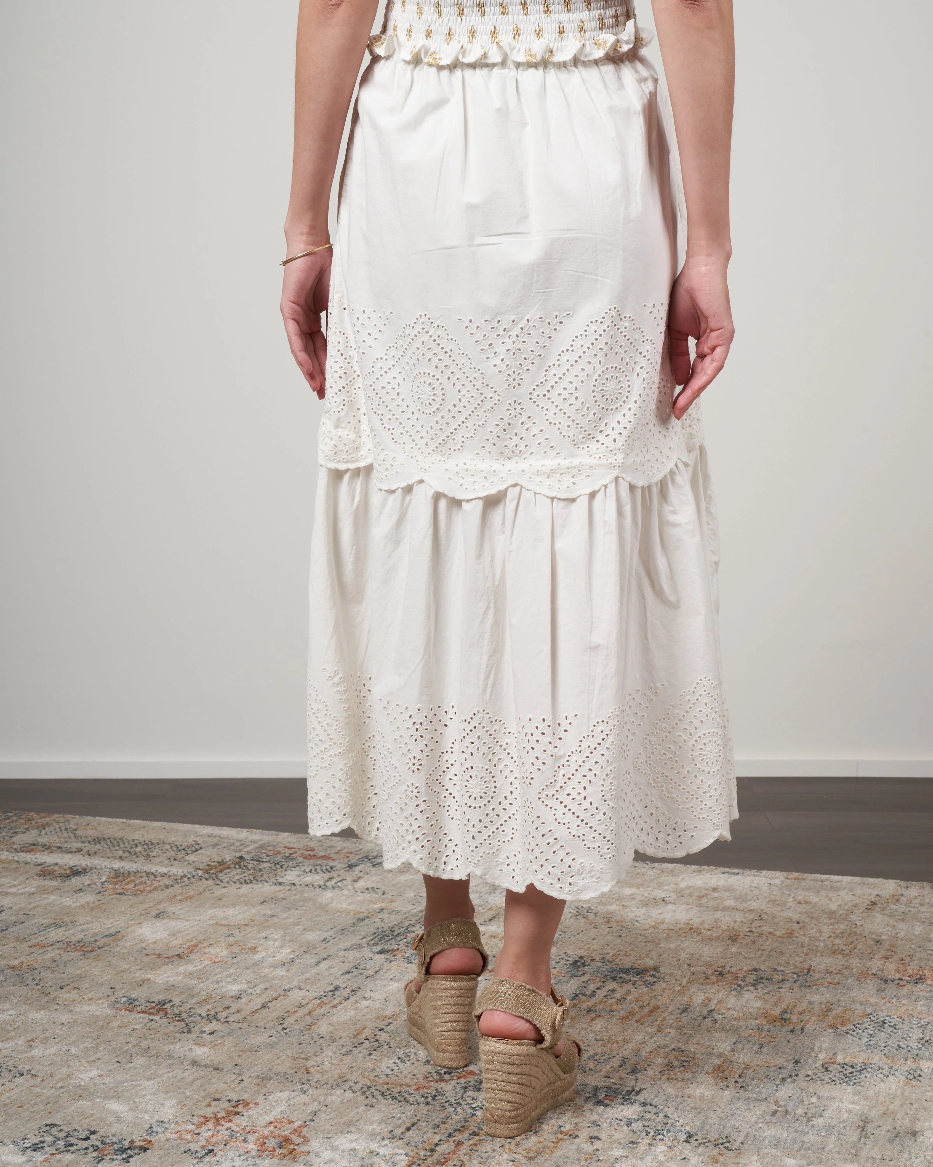 vienne eyelet tiered skirt - white - Image 3