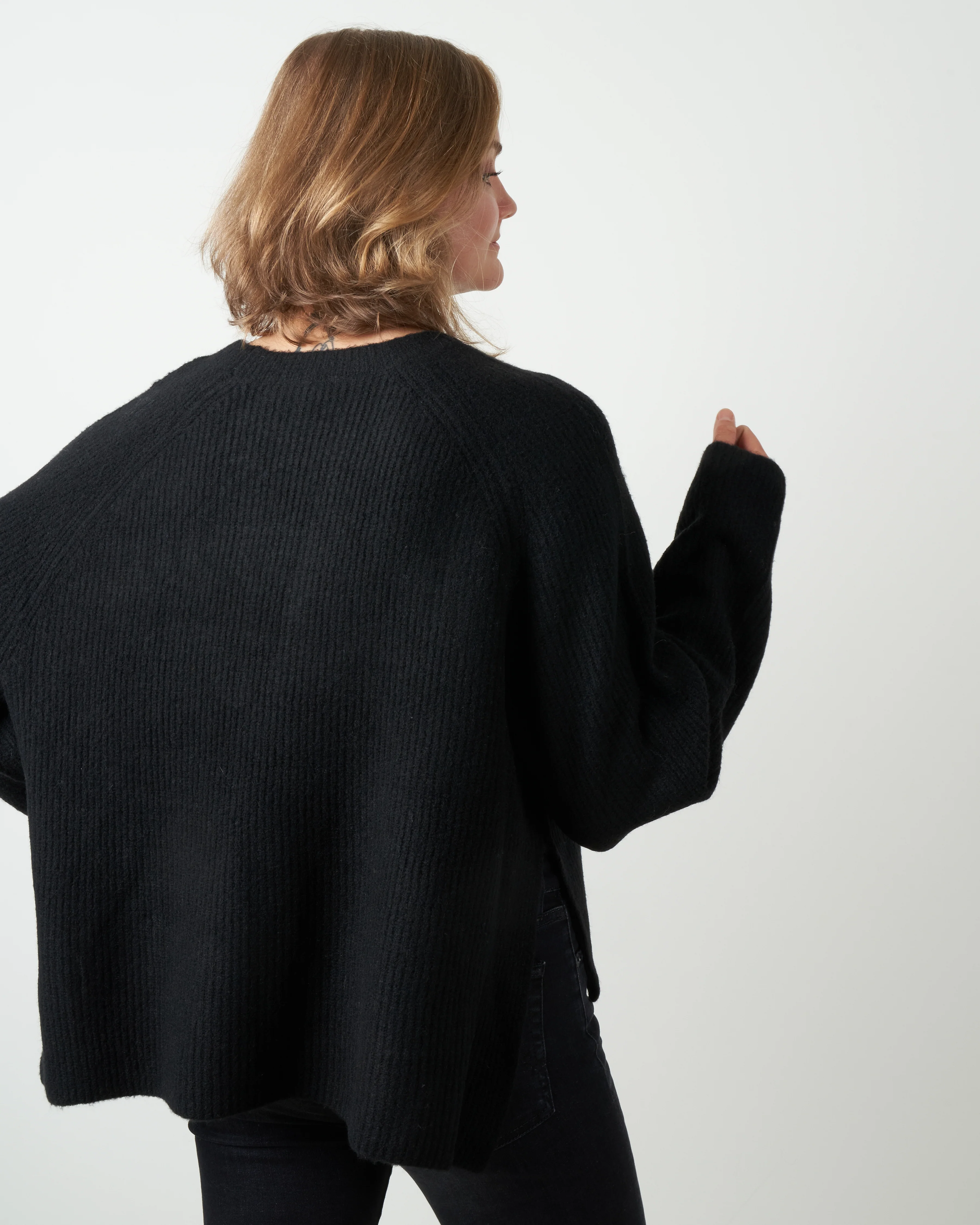 ribbed crewneck - black