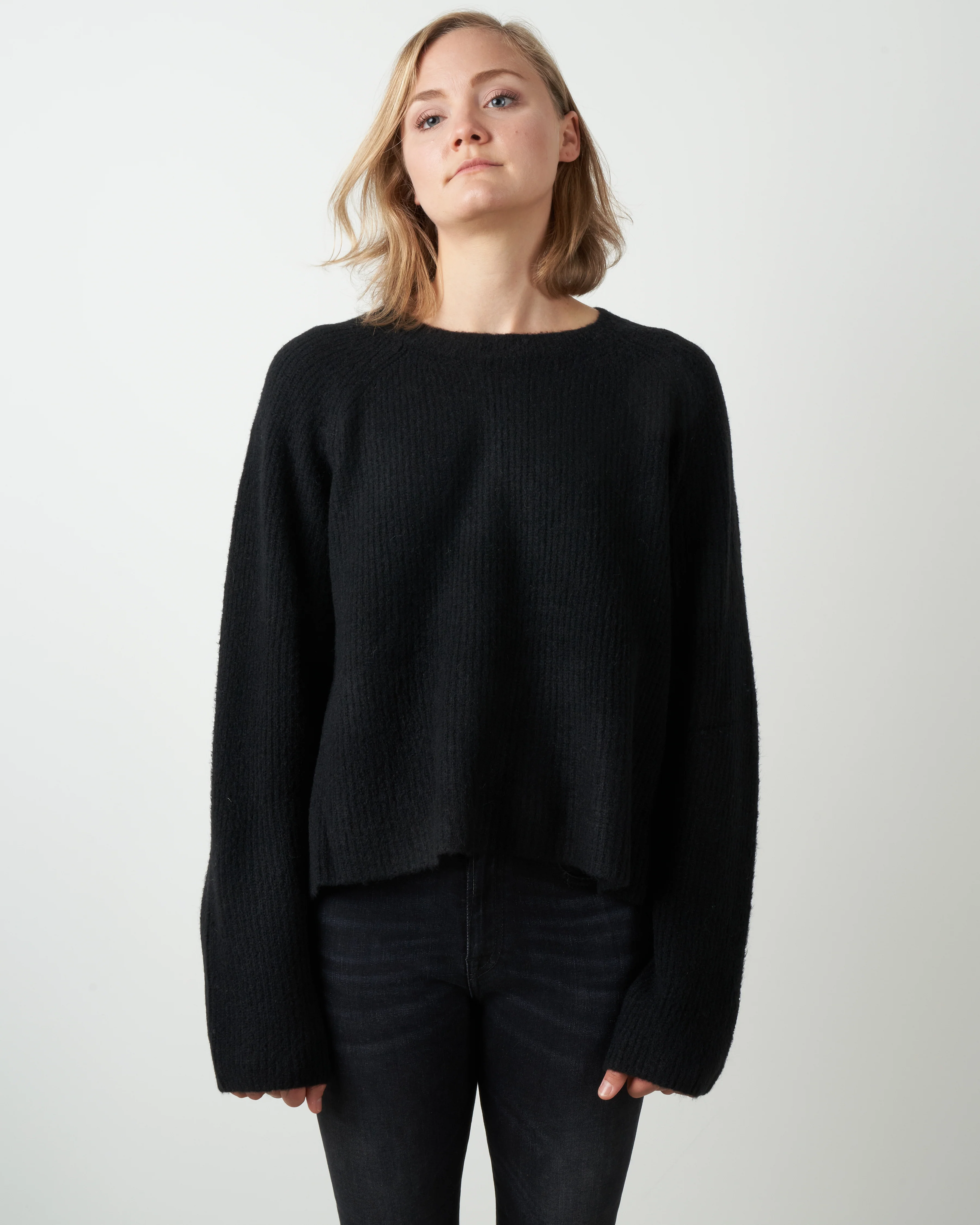 ribbed crewneck - black - Image 2