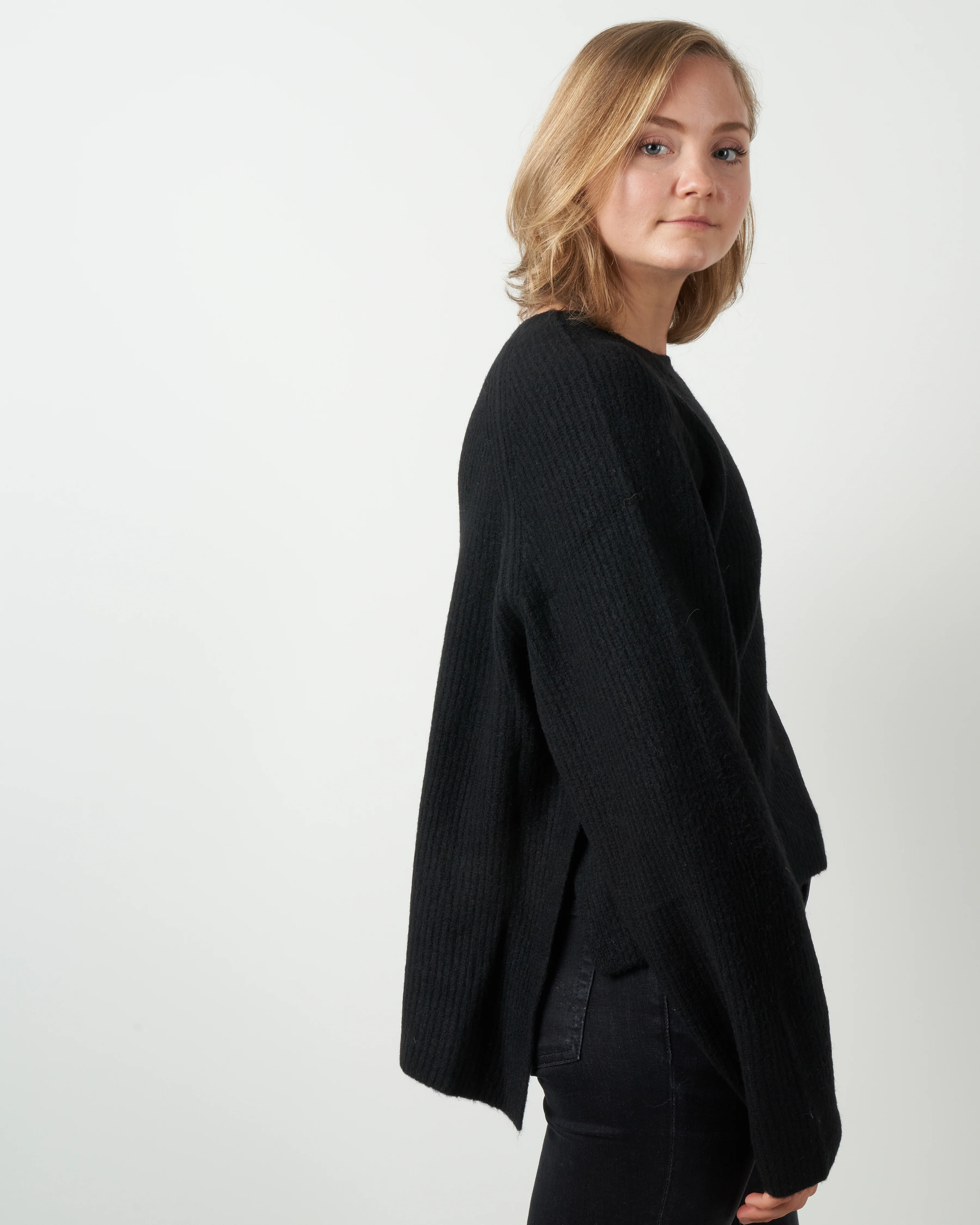 ribbed crewneck - black - Image 3