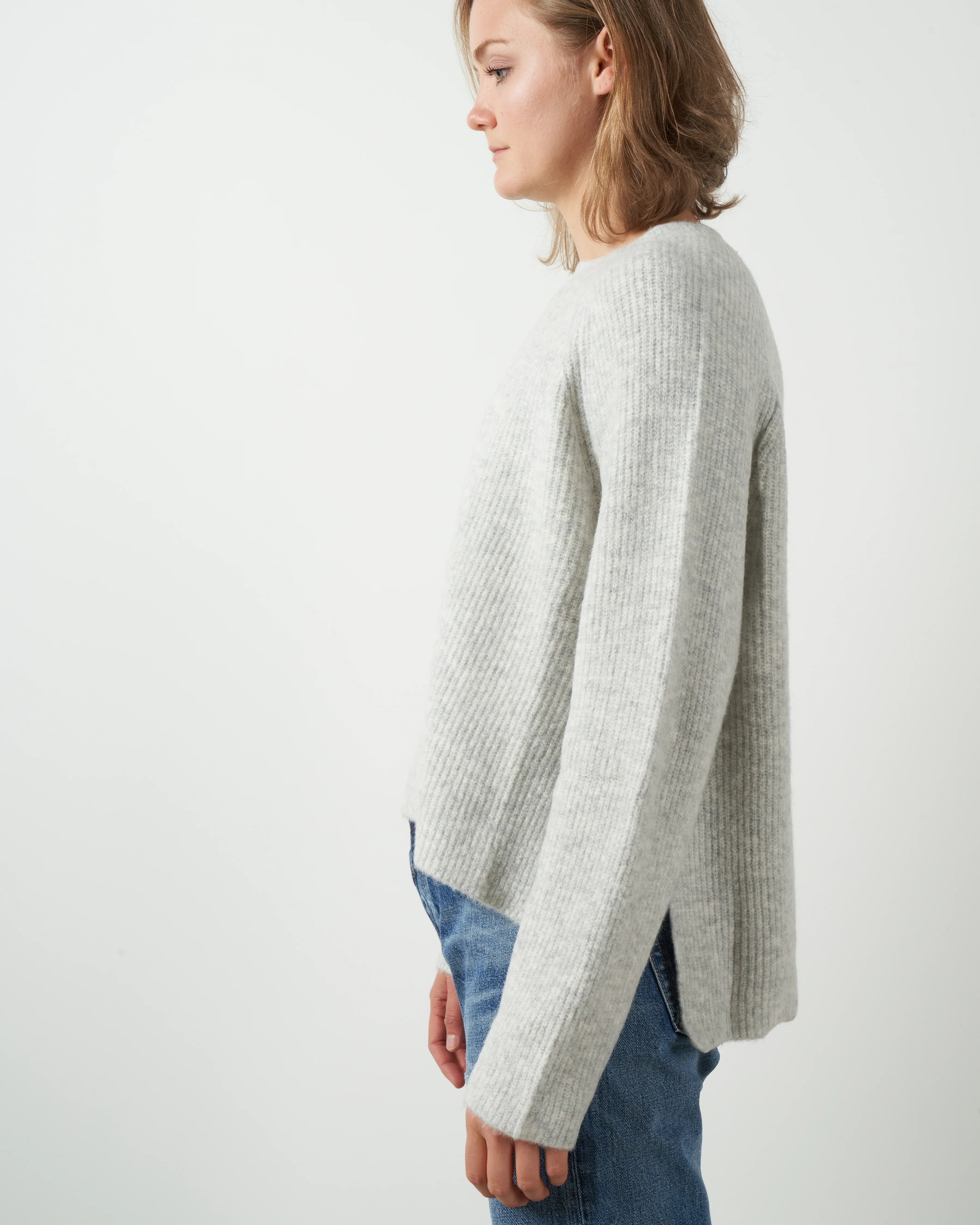 ribbed crewneck - light grey - Image 2