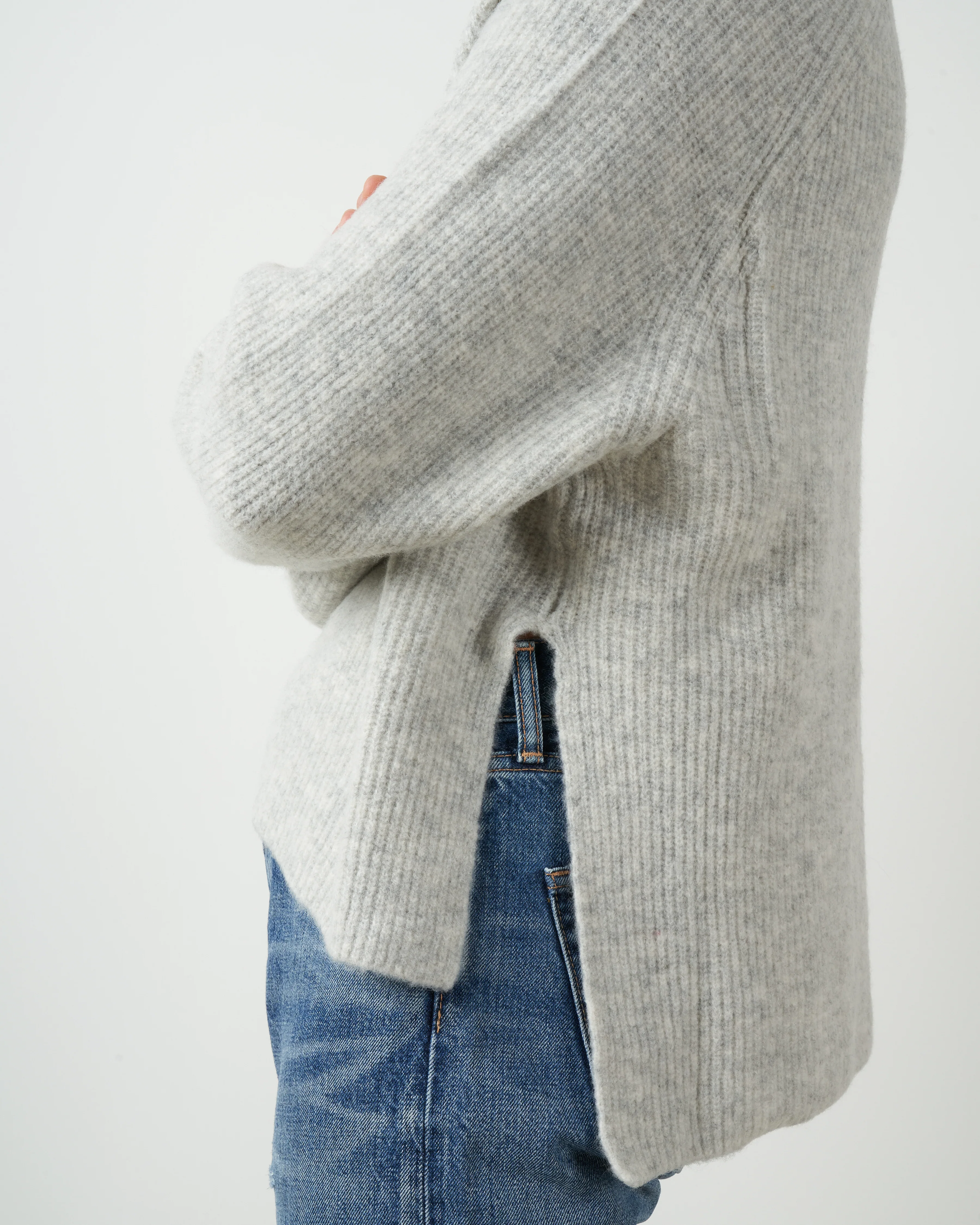 ribbed crewneck - light grey - Image 5