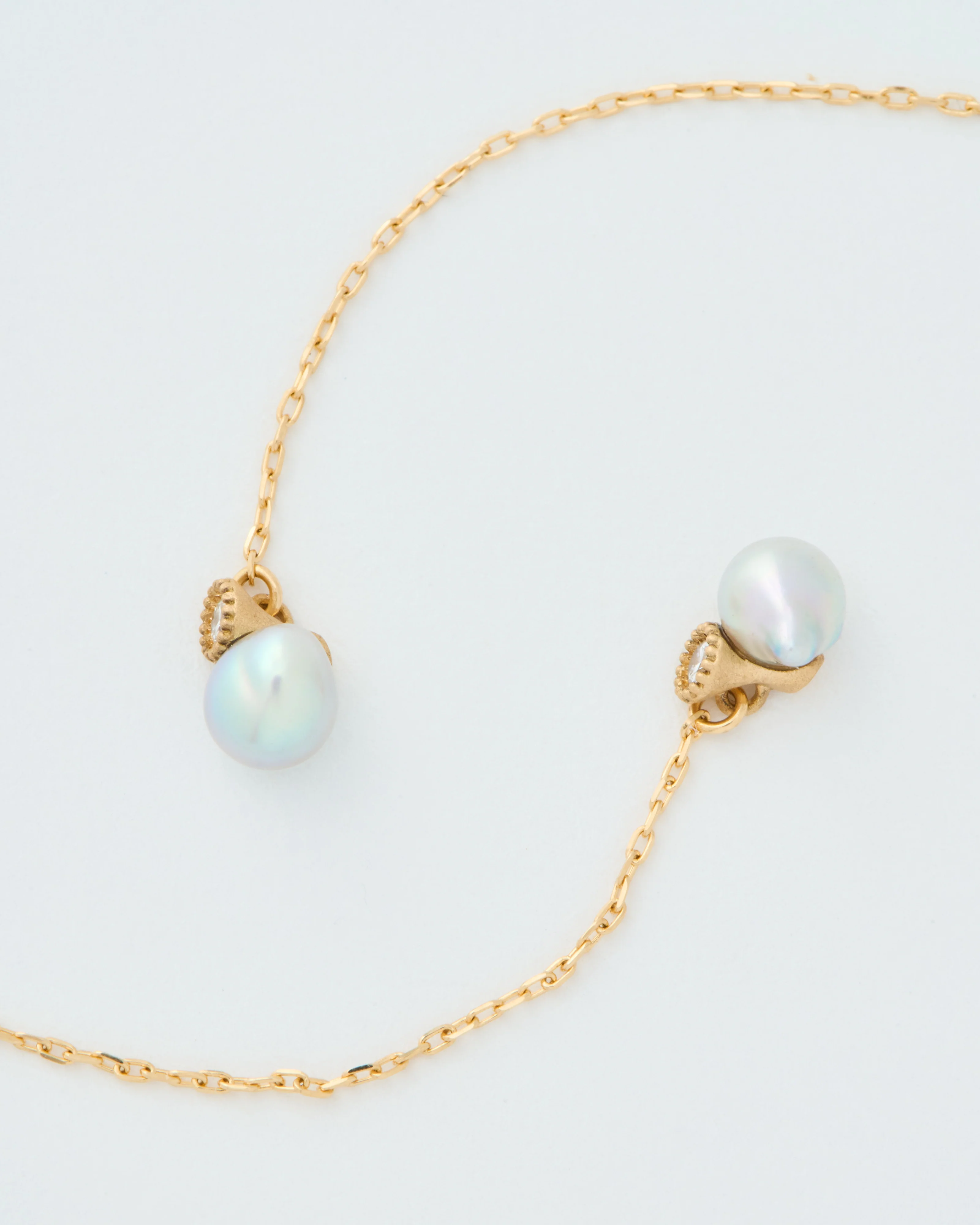 baby pearl and diamonds chain earrings - Image 2