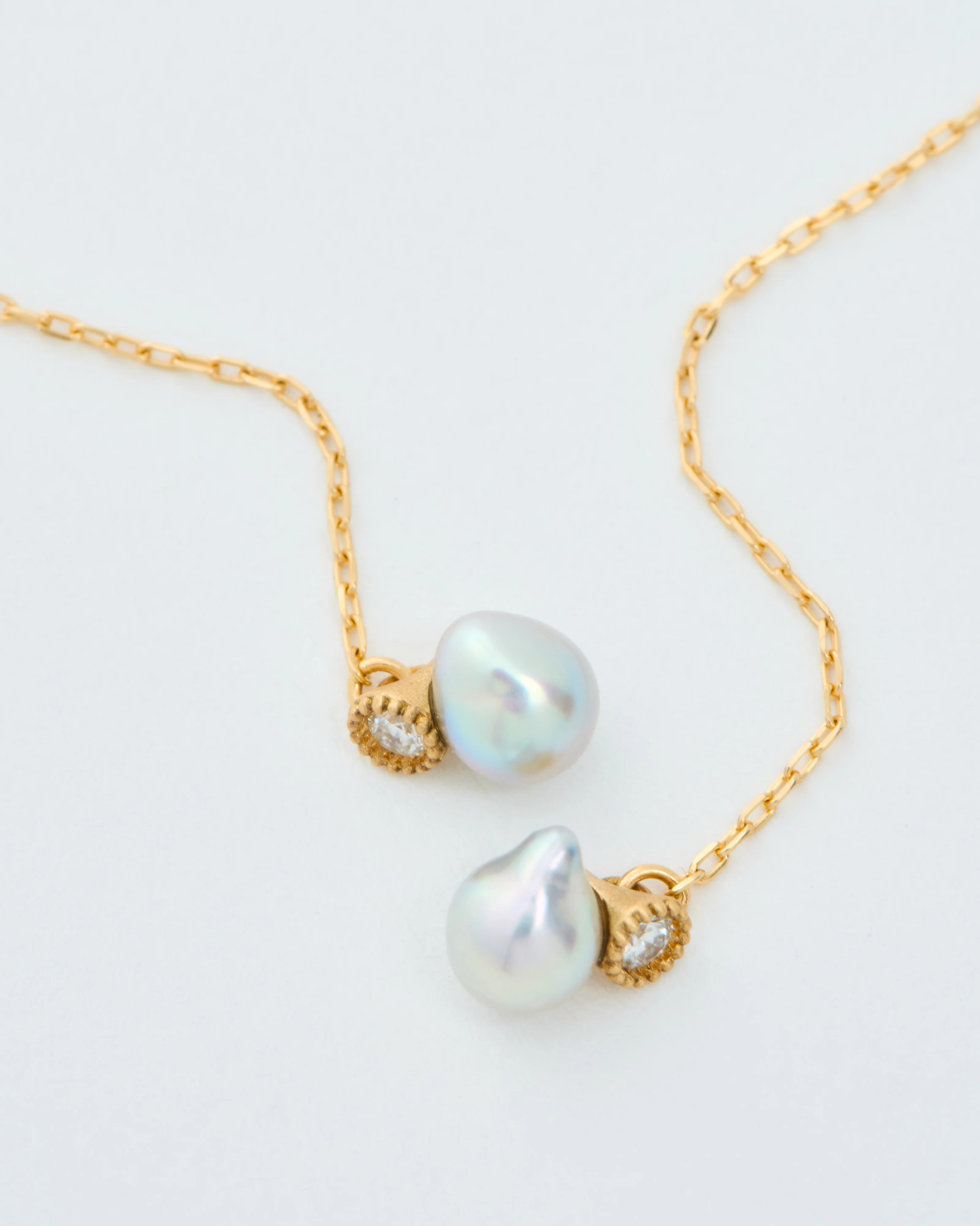 baby pearl and diamonds chain earrings - Image 3