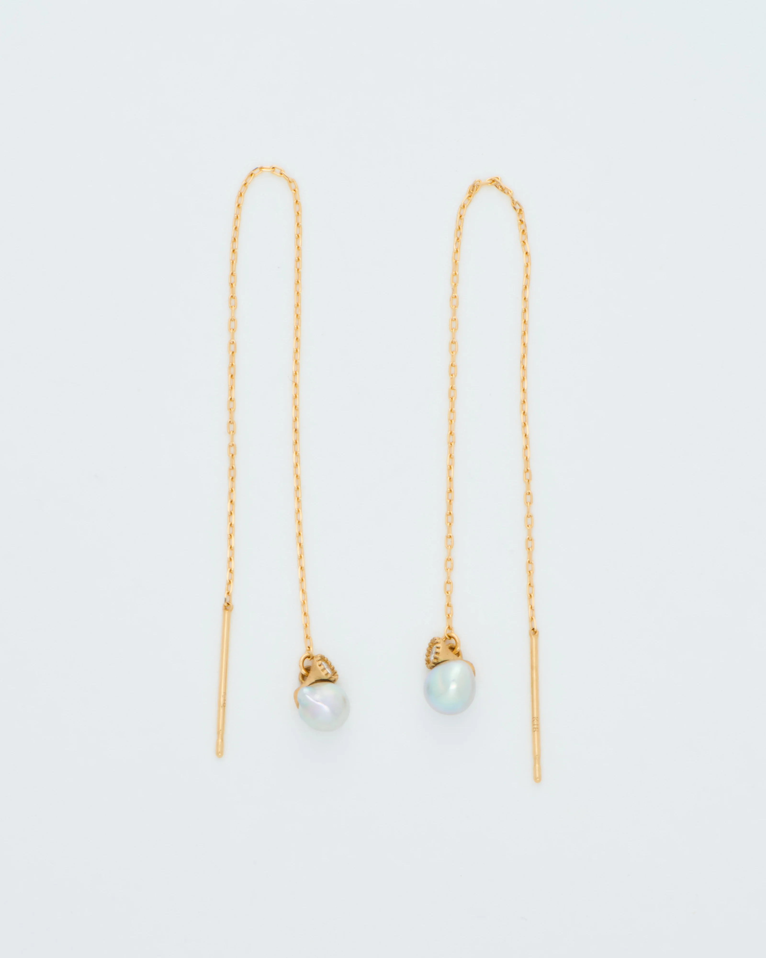 baby pearl and diamonds chain earrings - Image 5