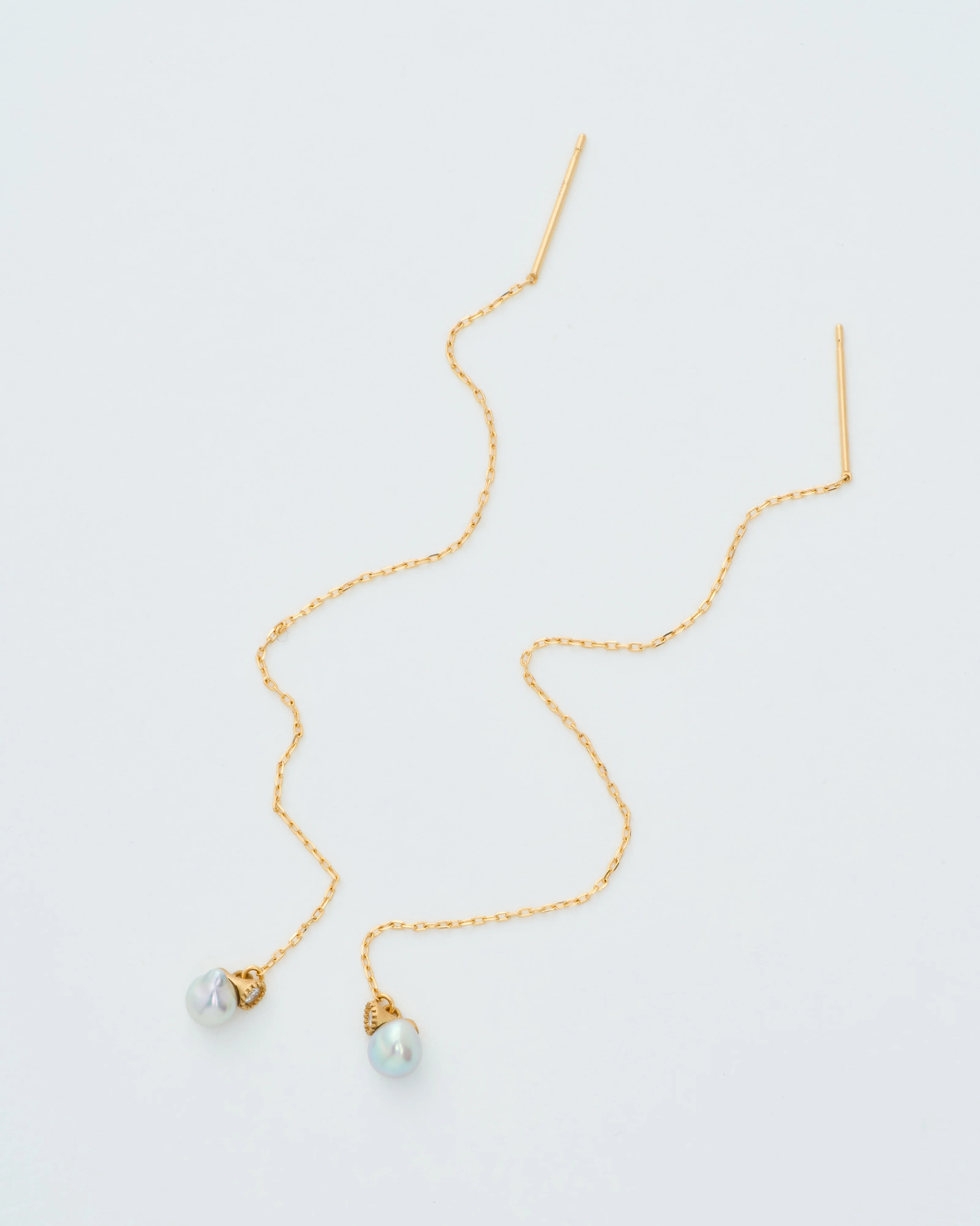 baby pearl and diamonds chain earrings - Image 6