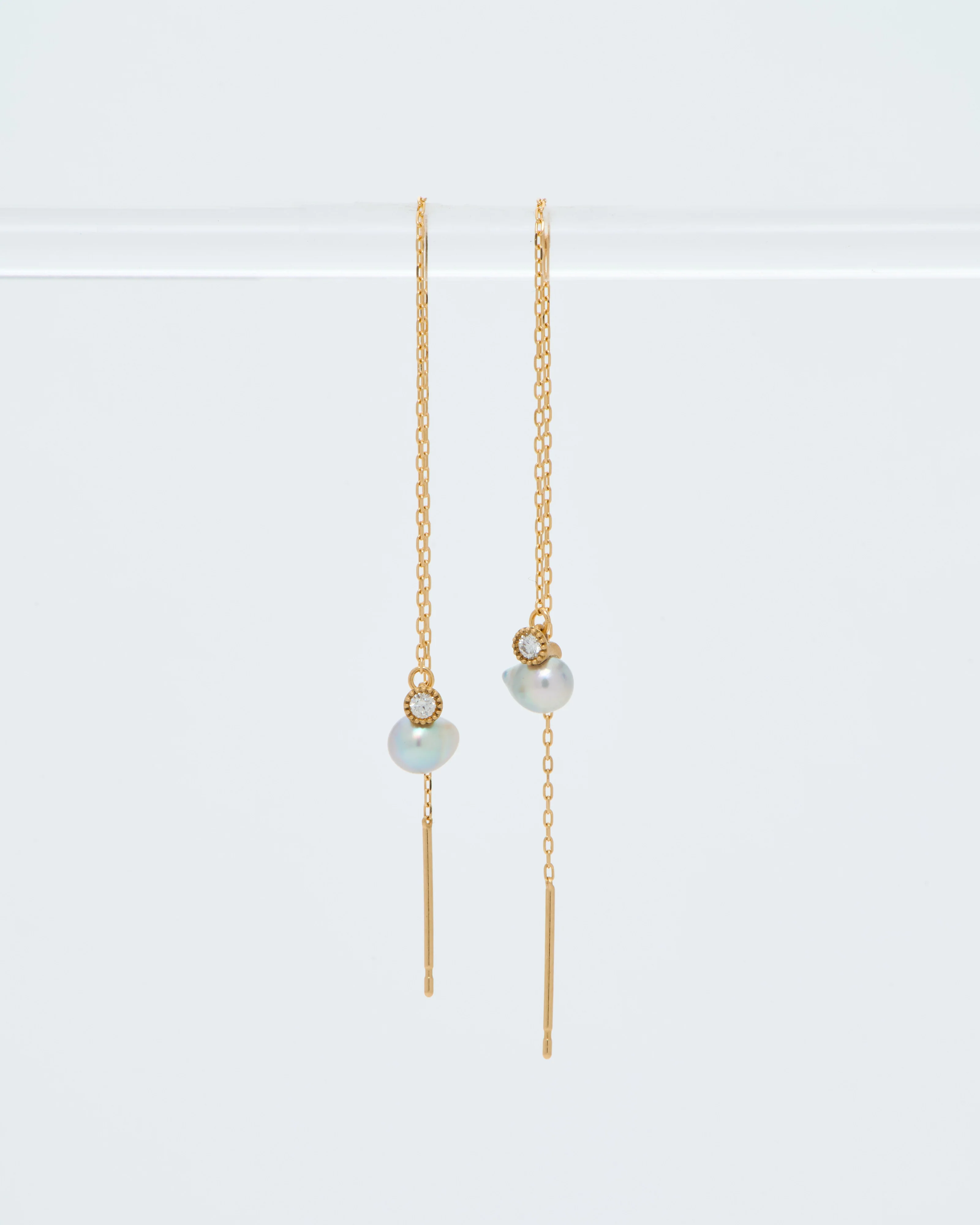 baby pearl and diamonds chain earrings - Image 7