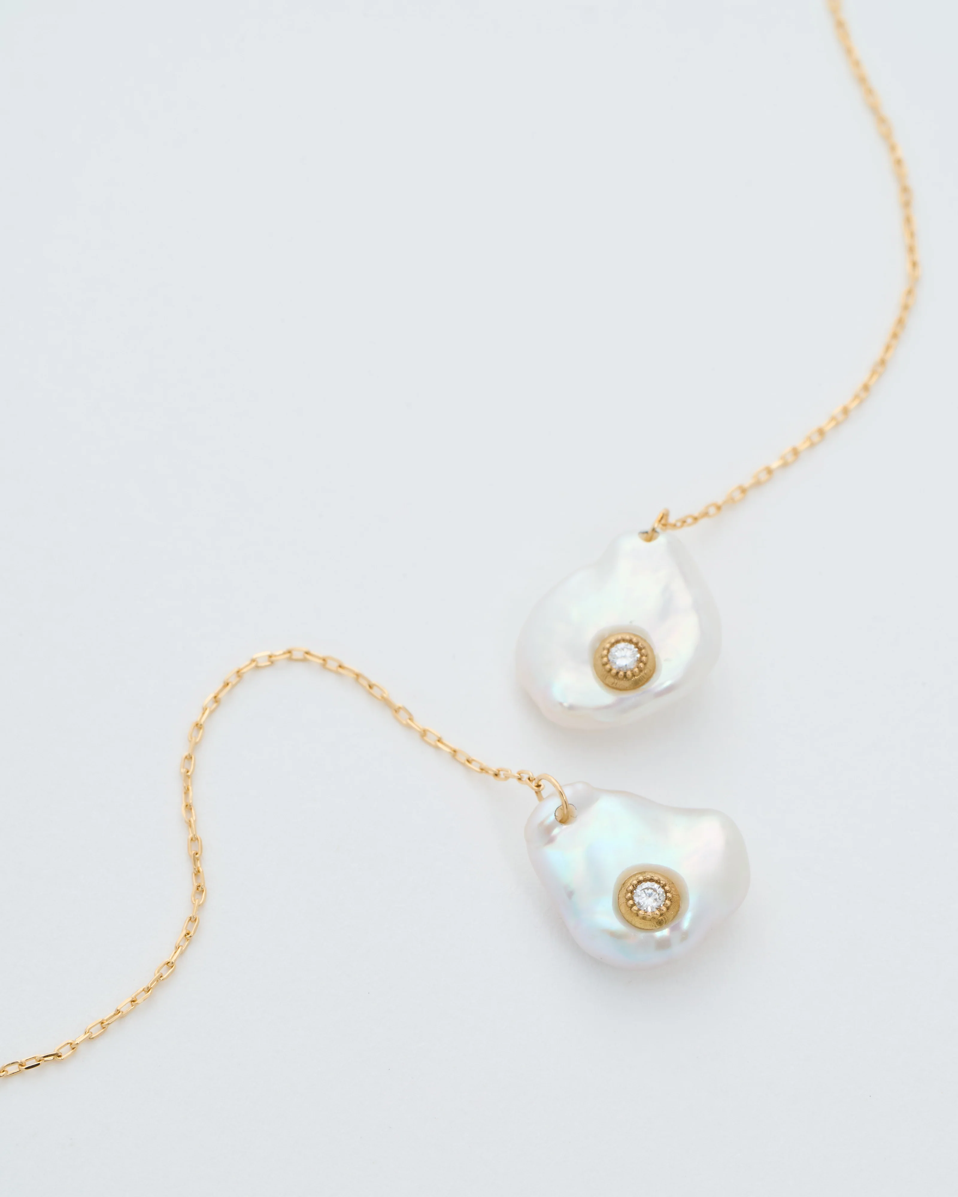 petal pearl chain earrings - Image 4