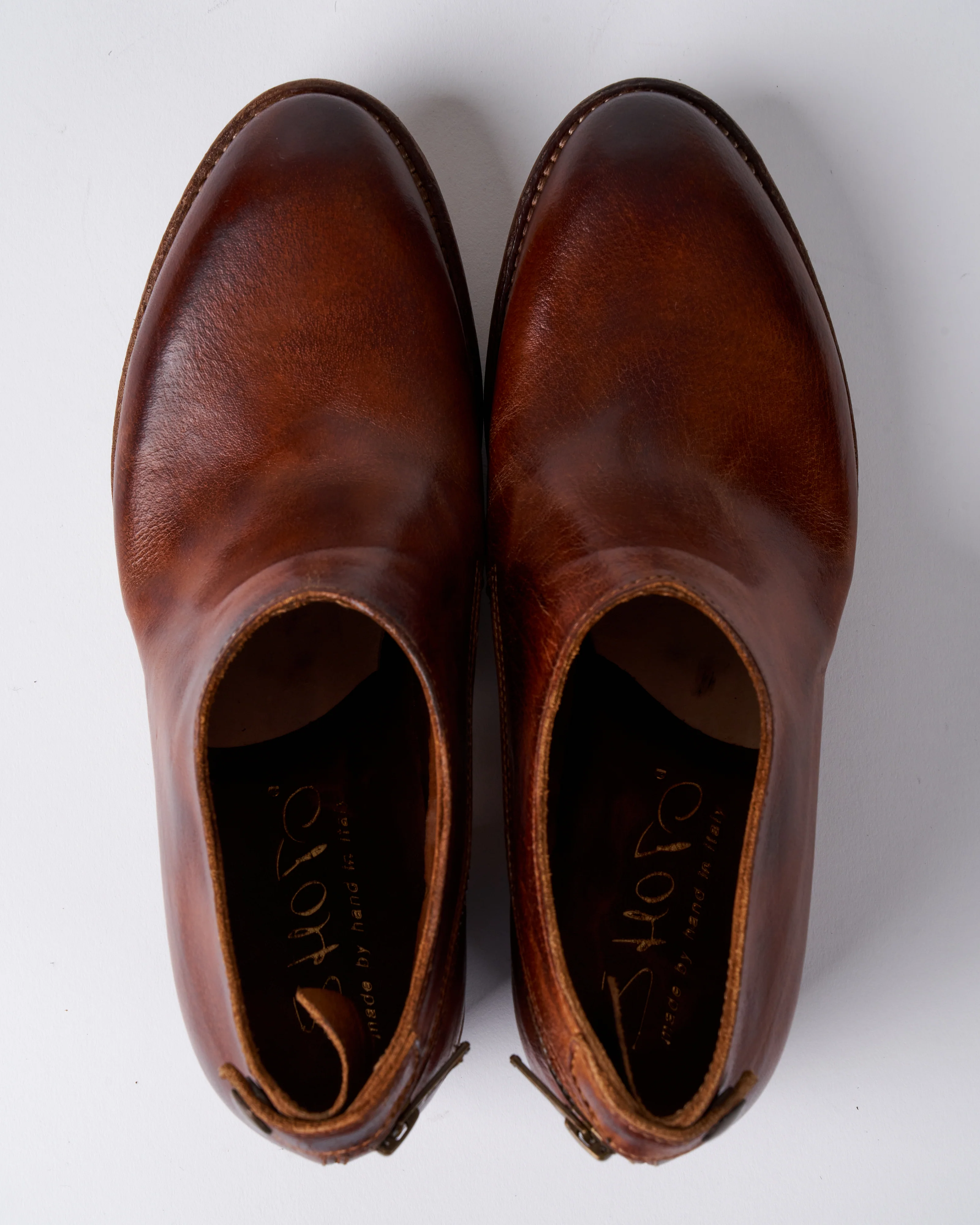 low ankle boot with side zip - brown ruf - Image 3
