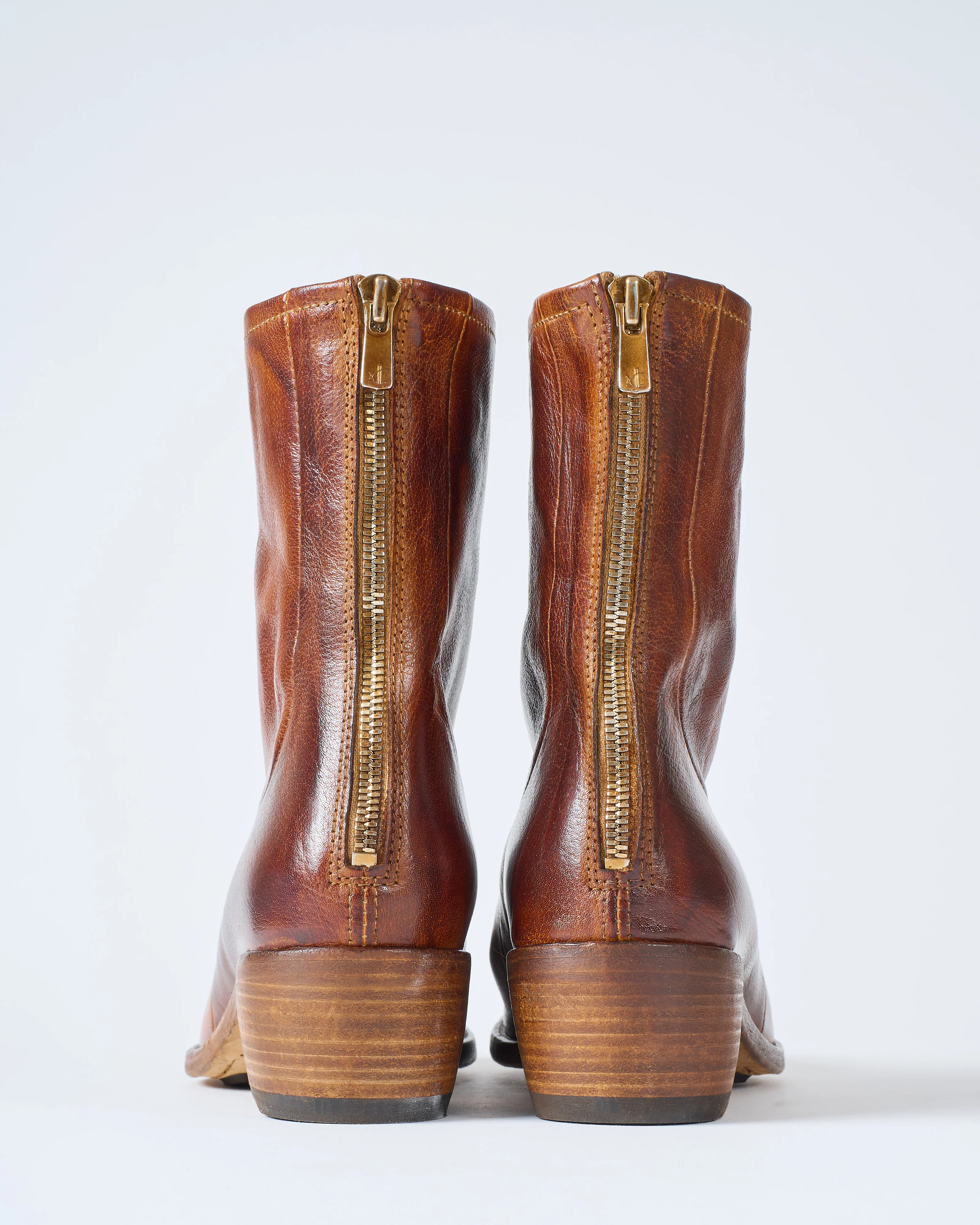low boot almond toe slight heel back zipper - Image 2
