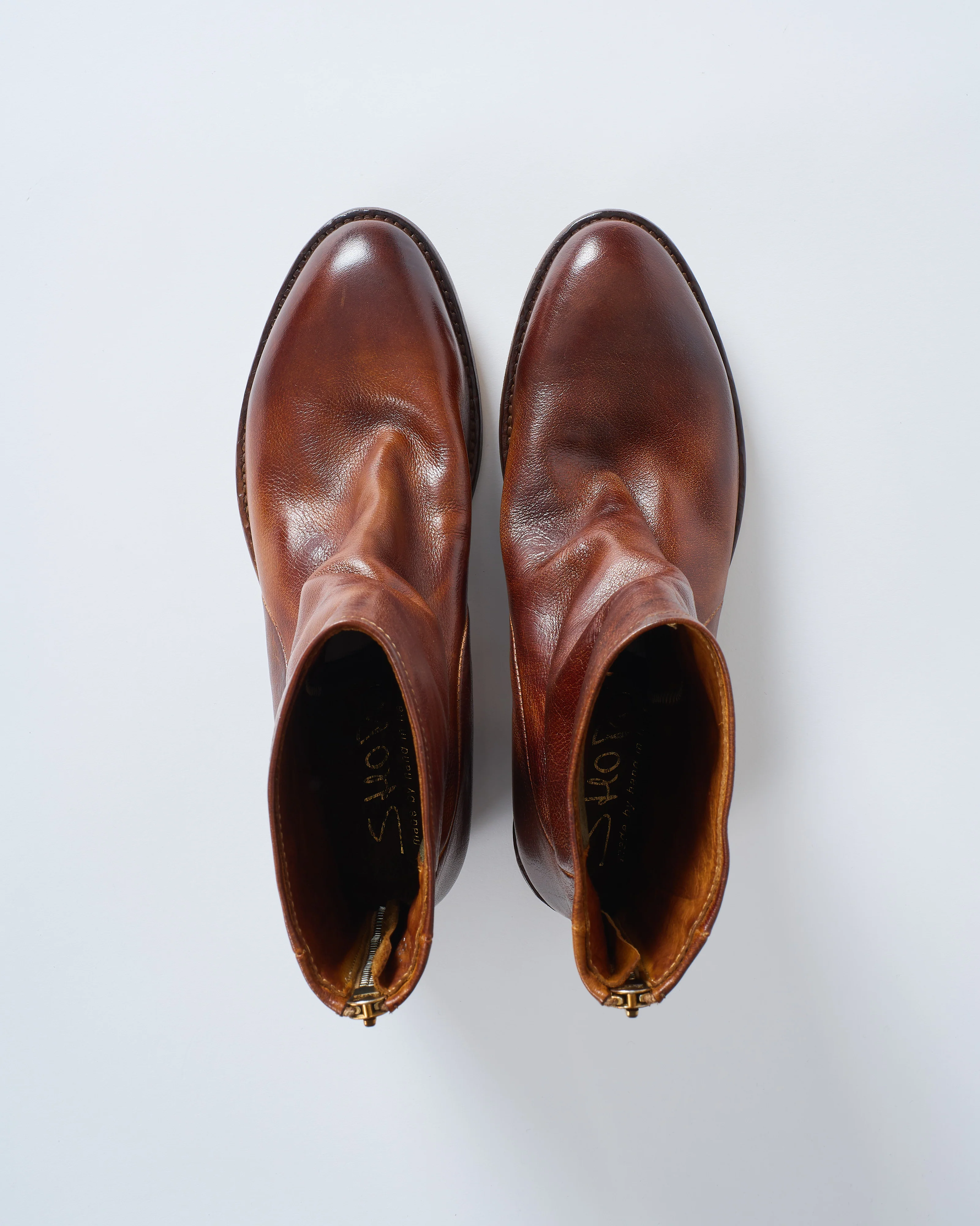 low boot almond toe slight heel back zipper - Image 4